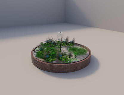 Gabion-hævedam rund, ydre diameter 412 cm, højde 50 cm, maskestørrelse 5 x 5 cm, vægtykkelse 15 cm