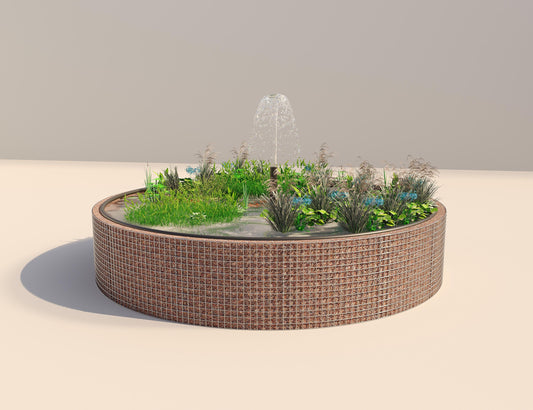 Gabionen Hochteich rund, Außendurchmesser 412 cm, Höhe 80 cm, Maschenweite 5 x 5 cm, Wandstärke 15 cm