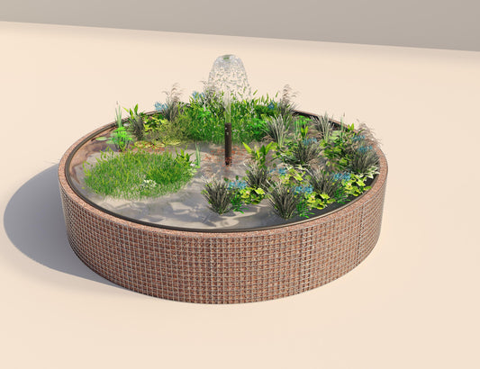 Gabionen Hochteich rund, Außendurchmesser 412 cm, Höhe 80 cm, Maschenweite 5 x 5 cm, Wandstärke 15 cm