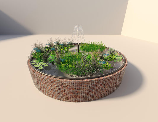 Gabionen Hochteich rund, Außendurchmesser 472 cm, Höhe 80 cm, Maschenweite 5 x 5 cm, Wandstärke 15 cm