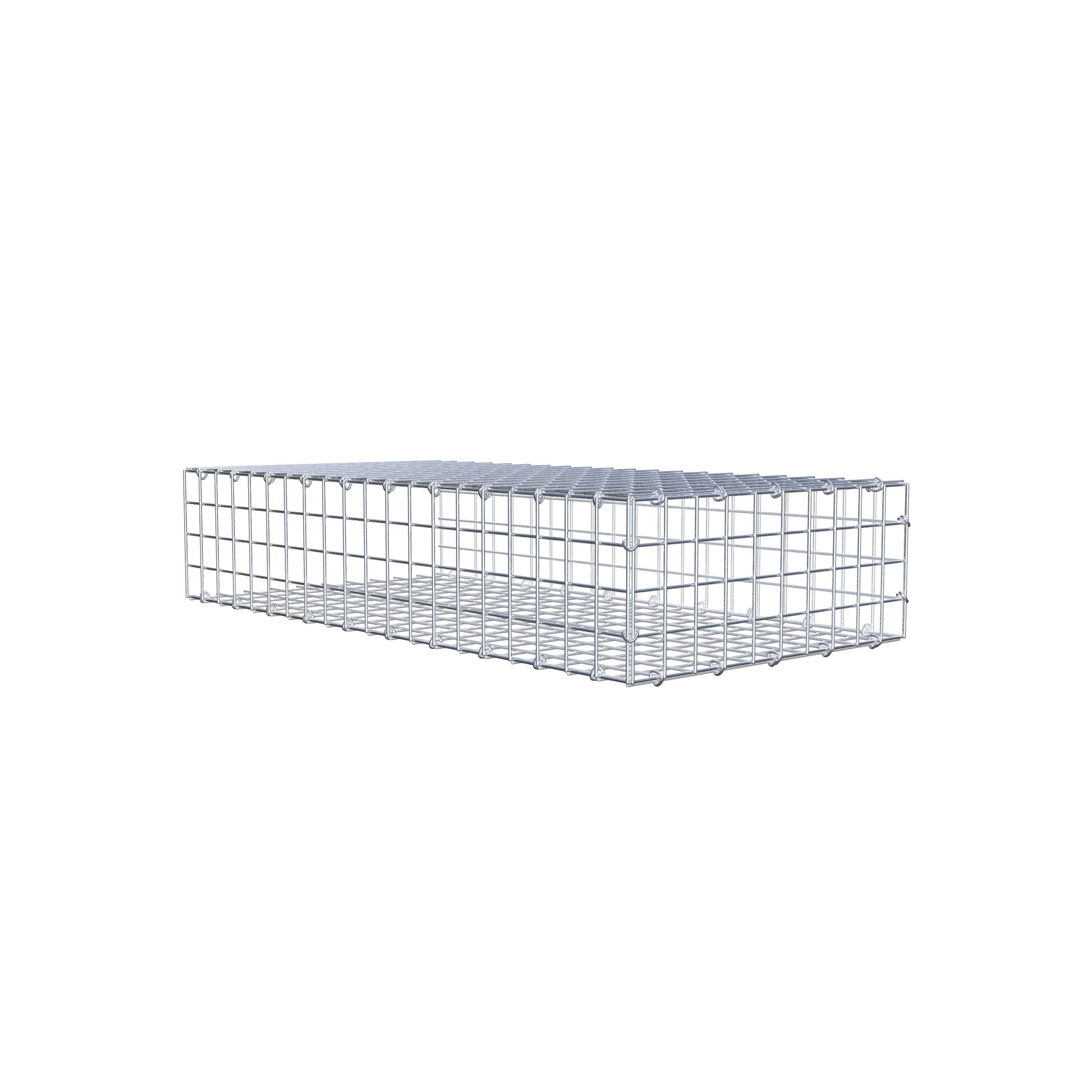 Typ 2 påbyggnadsgabion 100 cm x 20 cm x 50 cm (L x H x D), maskstorlek 5 cm x 5 cm, C-ring