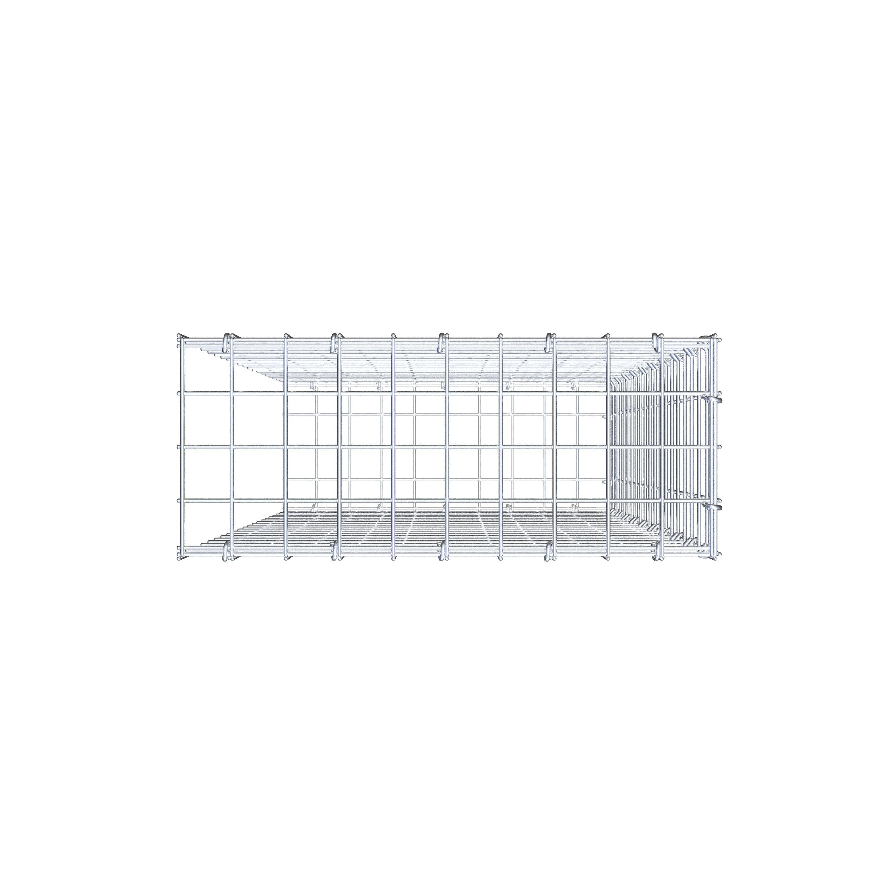 Typ 2 påbyggnadsgabion 100 cm x 50 cm x 20 cm (L x H x D), maskstorlek 5 cm x 5 cm, C-ring