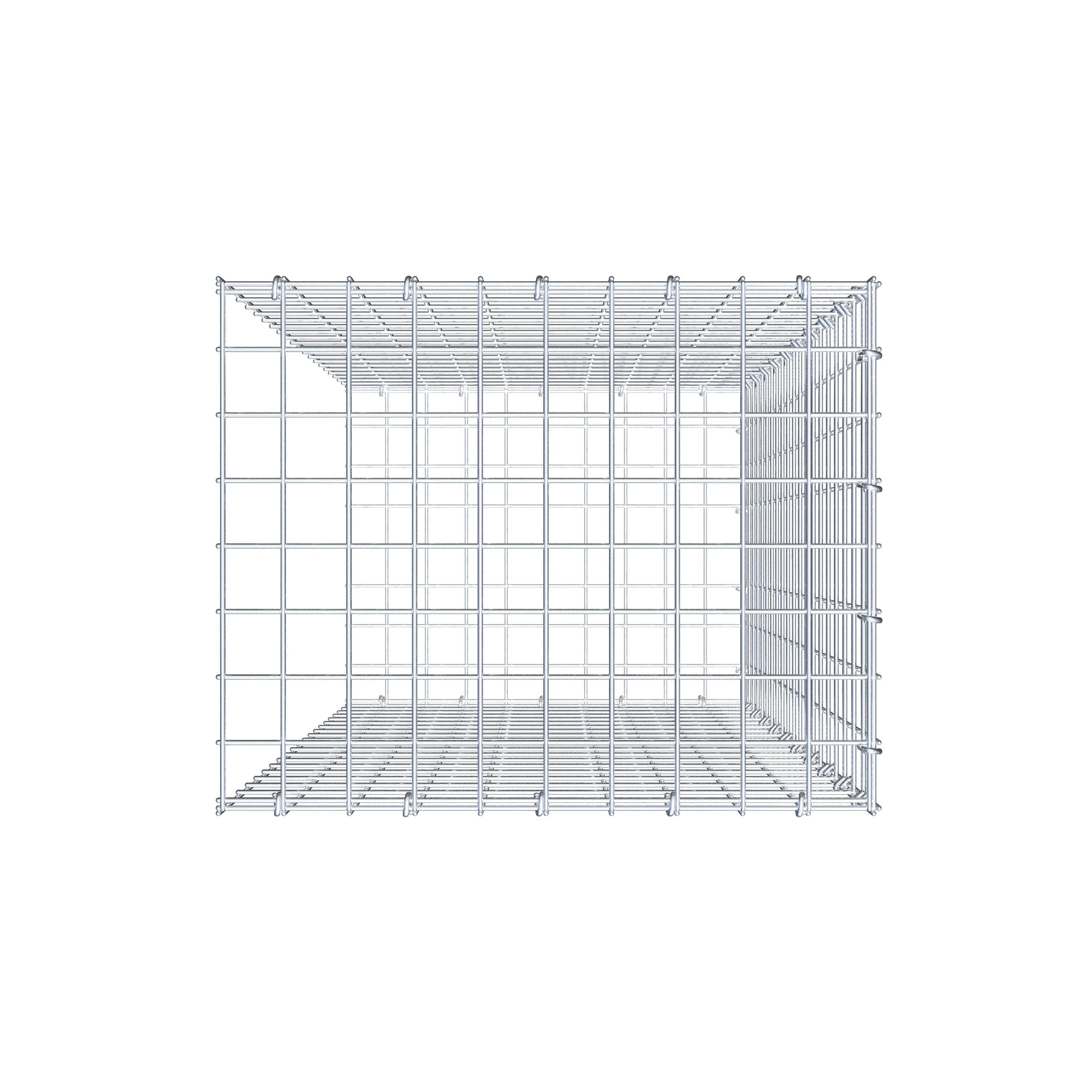 Typ 2 påbyggnadsgabion 100 cm x 50 cm x 40 cm (L x H x D), maskstorlek 5 cm x 5 cm, C-ring