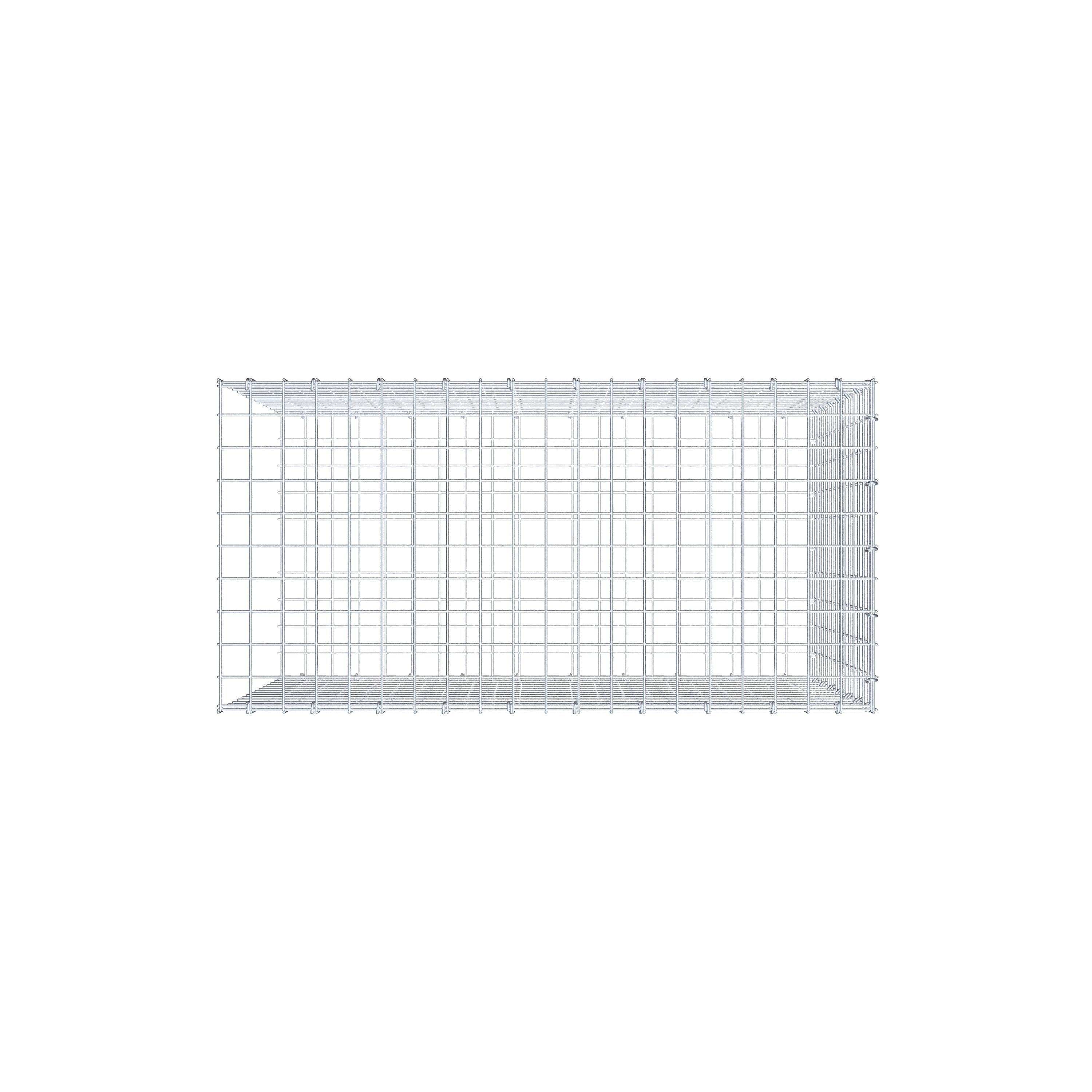 Typ 2 påbyggnadsgabion 100 cm x 70 cm x 50 cm (L x H x D), maskstorlek 5 cm x 5 cm, C-ring