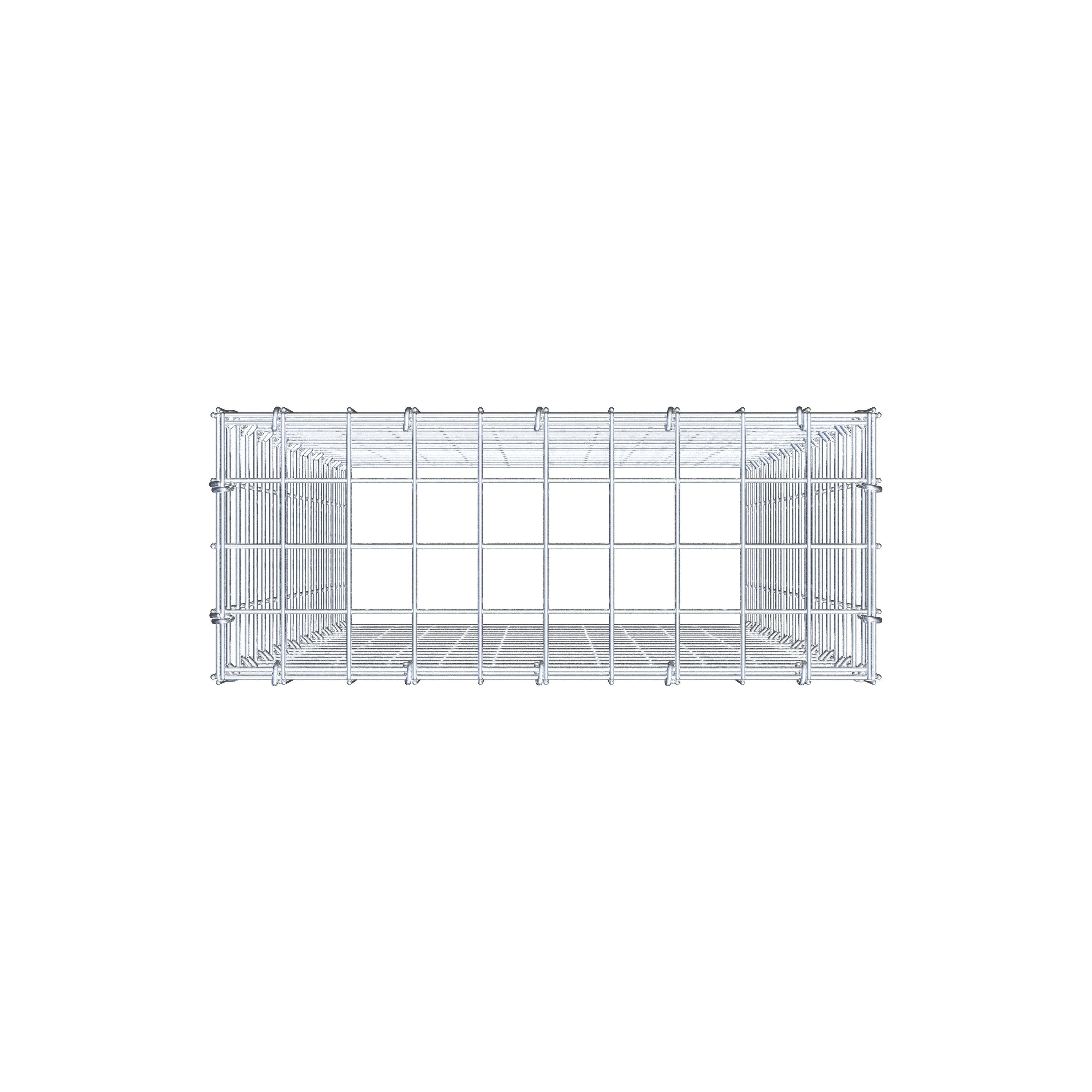 Typ 3 påbyggnadsgabion 100 cm x 50 cm x 20 cm (L x H x D), maskstorlek 5 cm x 5 cm, C-ring