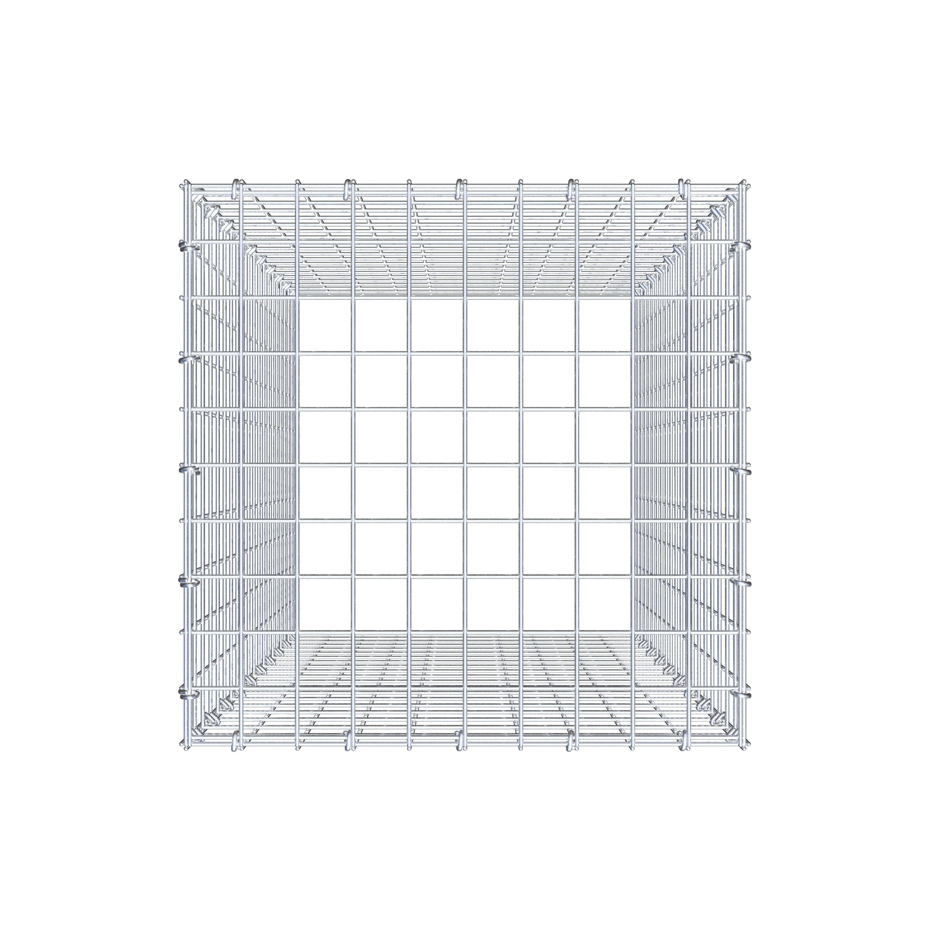 Typ 3 påbyggnadsgabion 100 cm x 50 cm x 50 cm (L x H x D), maskstorlek 5 cm x 5 cm, C-ring