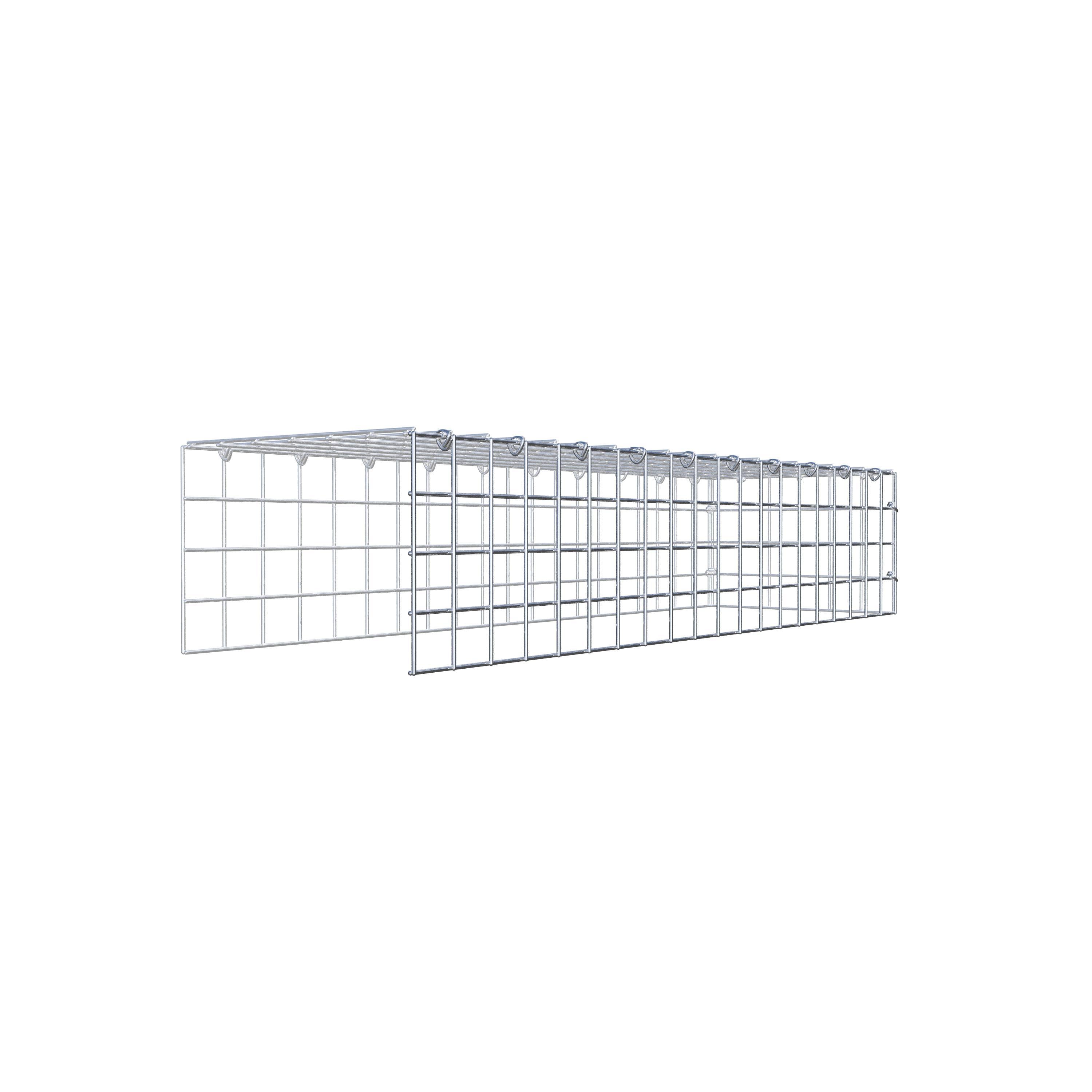 Fästbar gabion typ 4 100 cm x 20 cm x 30 cm (L x H x D), maskstorlek 5 cm x 5 cm, C-ring