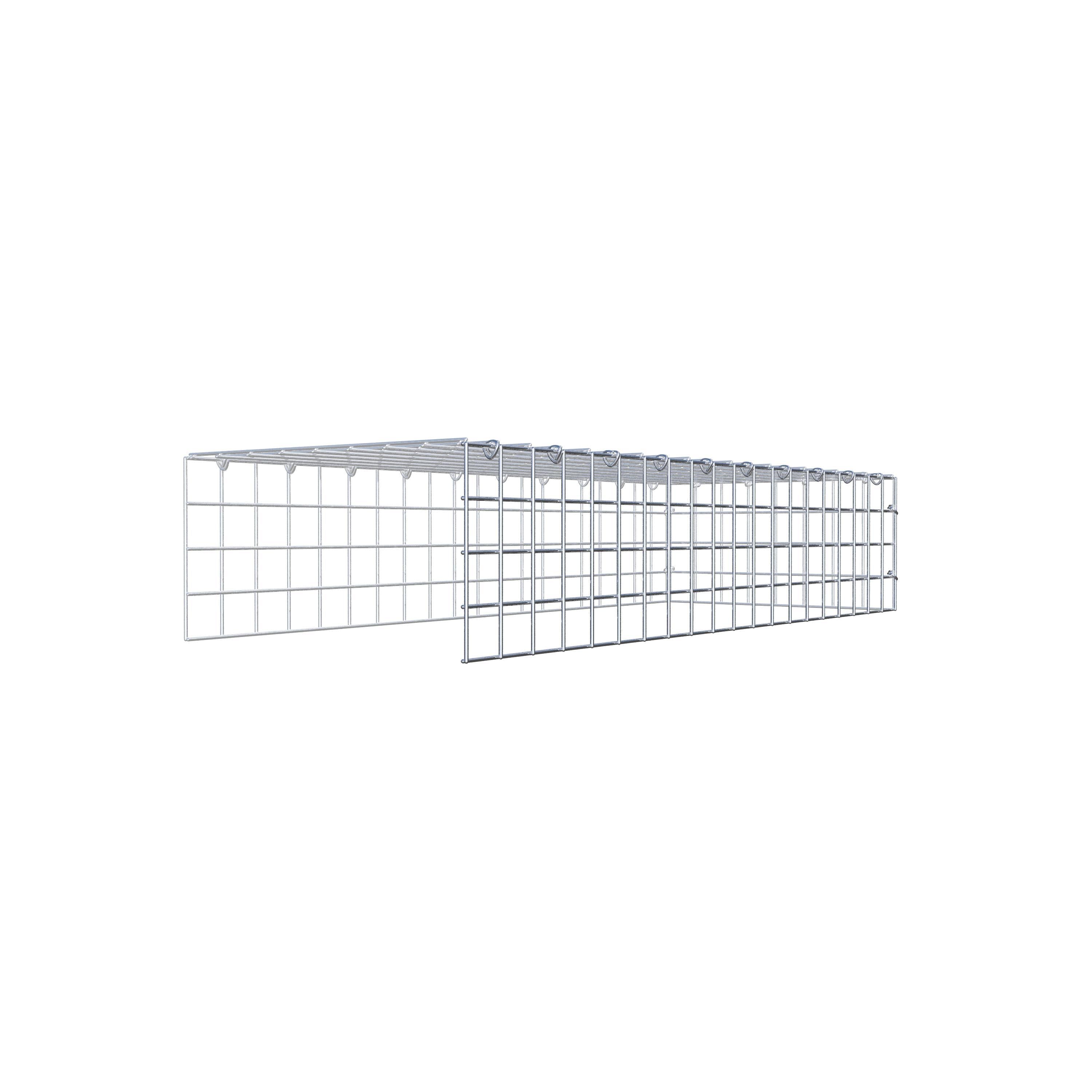 Typ 4 påbyggnadsgabion 100 cm x 20 cm x 40 cm (L x H x D), maskstorlek 5 cm x 5 cm, C-ring