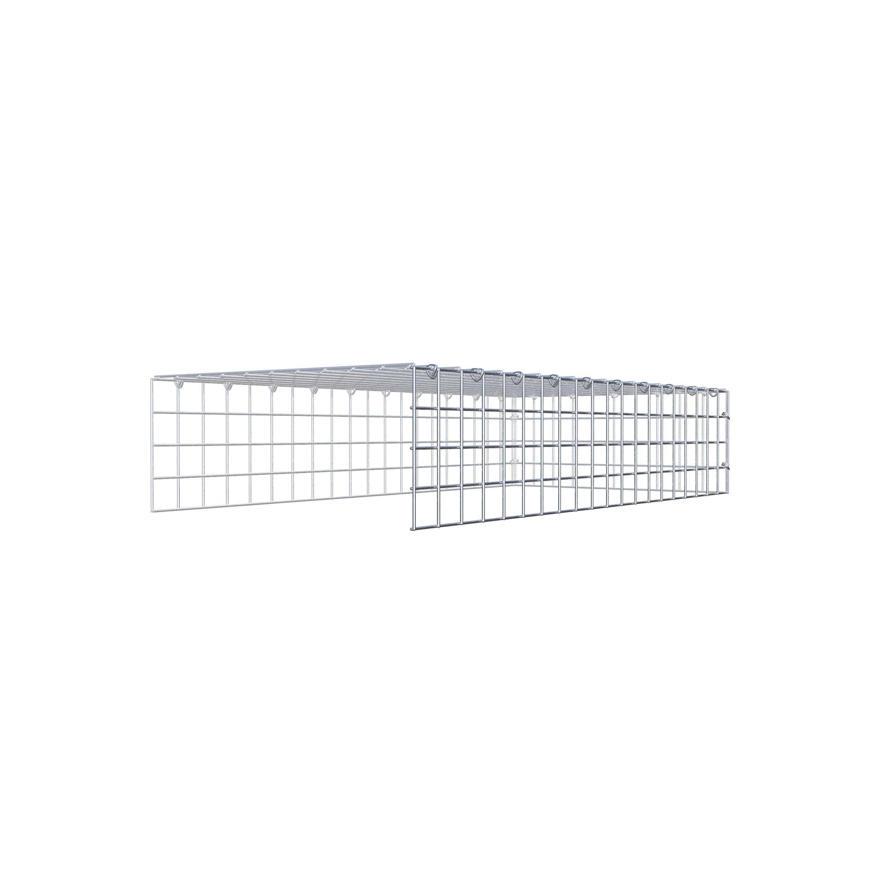 Fästbar gabion typ 4 100 cm x 20 cm x 50 cm (L x H x D), maskstorlek 5 cm x 5 cm, C-ring