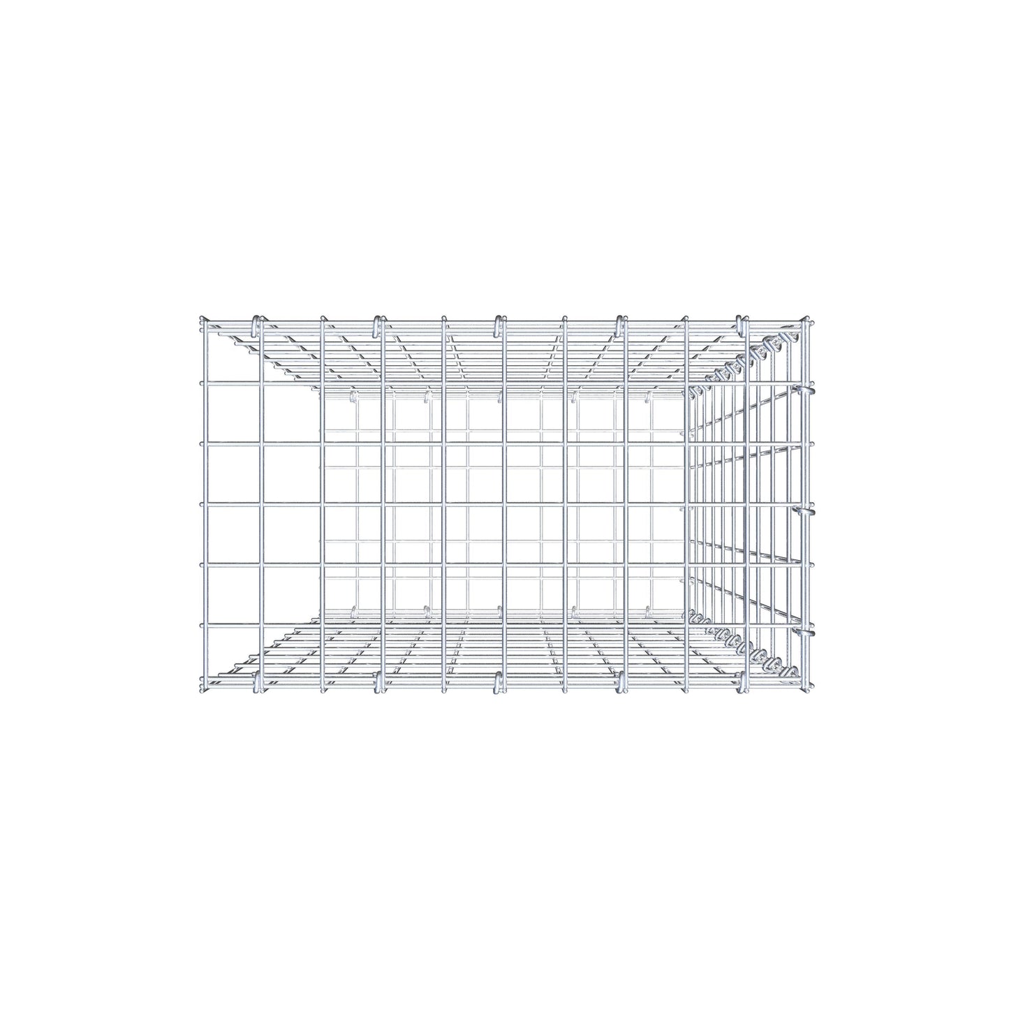 Monteret gabion type 2 100 cm x 50 cm x 30 cm, maskestørrelse 5 cm x 10 cm, C-ring