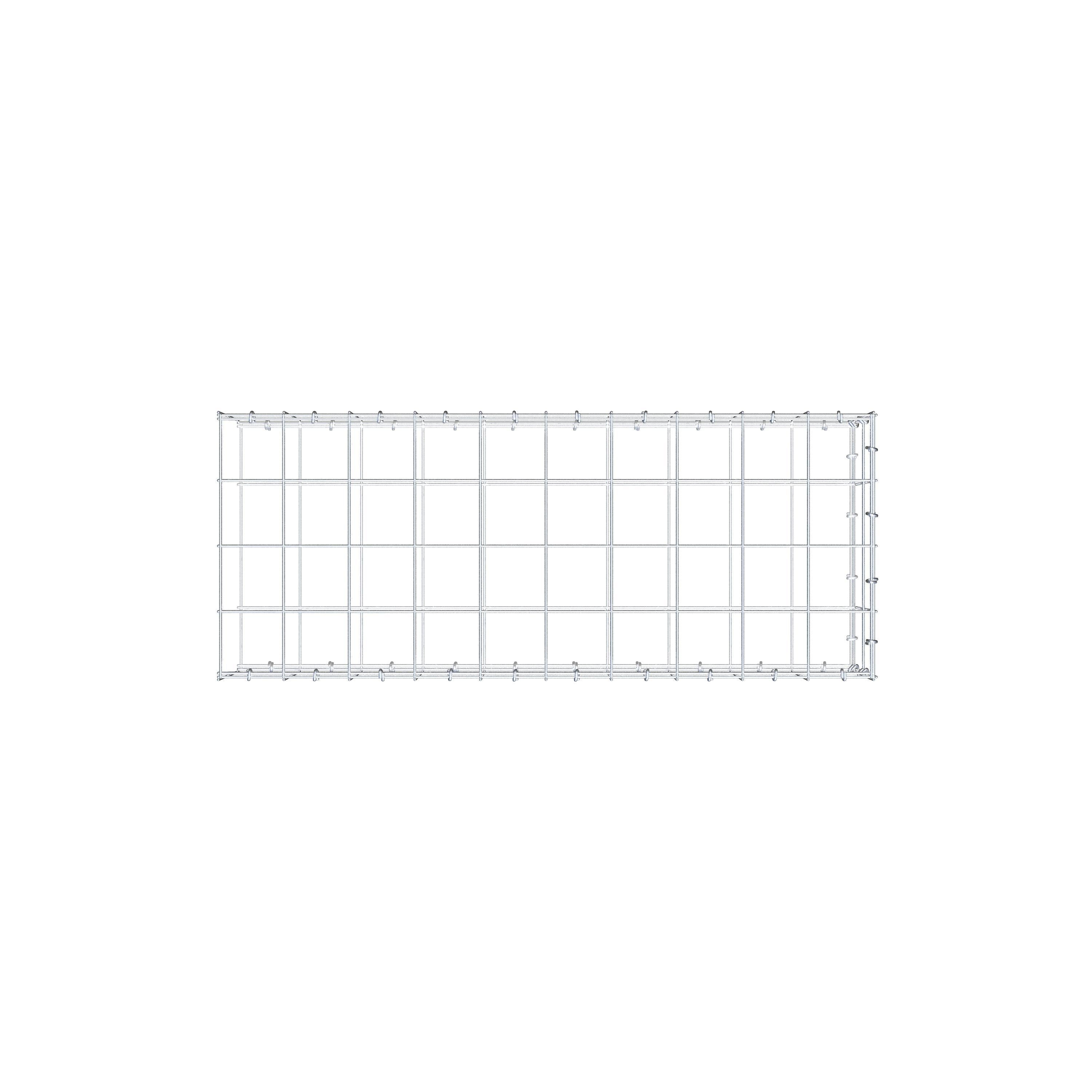 Typ 2 påbyggnadsgabion 100 cm x 20 cm x 40 cm (L x H x D), maskstorlek 10 cm x 10 cm, C-ring