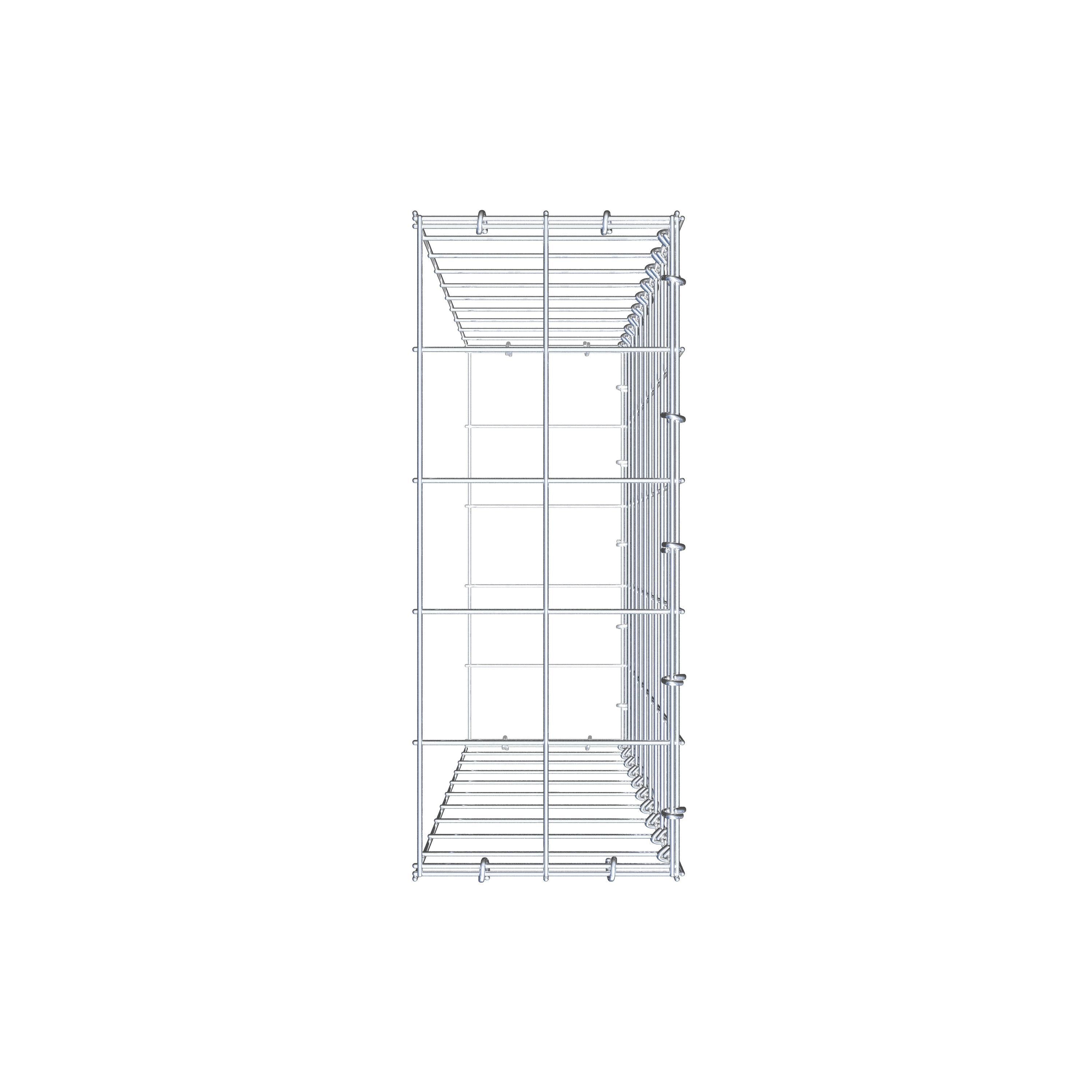 Typ 2 påbyggnadsgabion 100 cm x 20 cm x 50 cm (L x H x D), maskstorlek 10 cm x 10 cm, C-ring