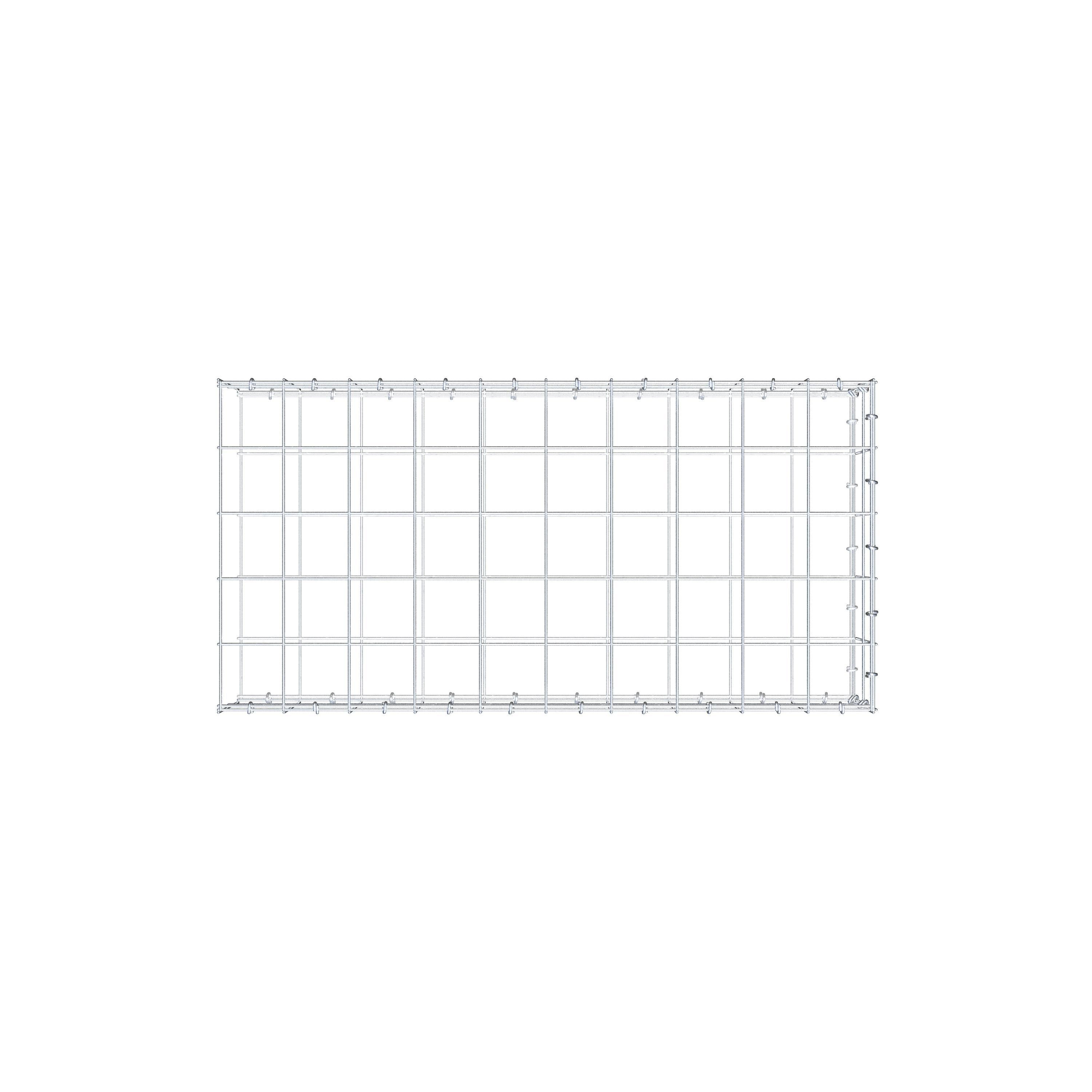 Typ 2 påbyggnadsgabion 100 cm x 20 cm x 50 cm (L x H x D), maskstorlek 10 cm x 10 cm, C-ring