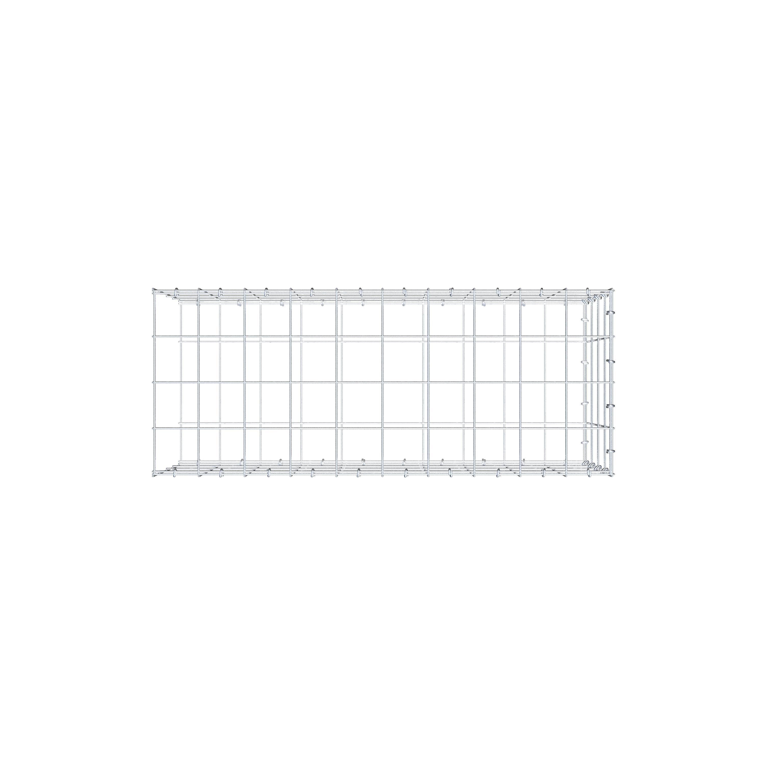 Typ 2 påbyggnadsgabion 100 cm x 40 cm x 40 cm (L x H x D), maskstorlek 10 cm x 10 cm, C-ring