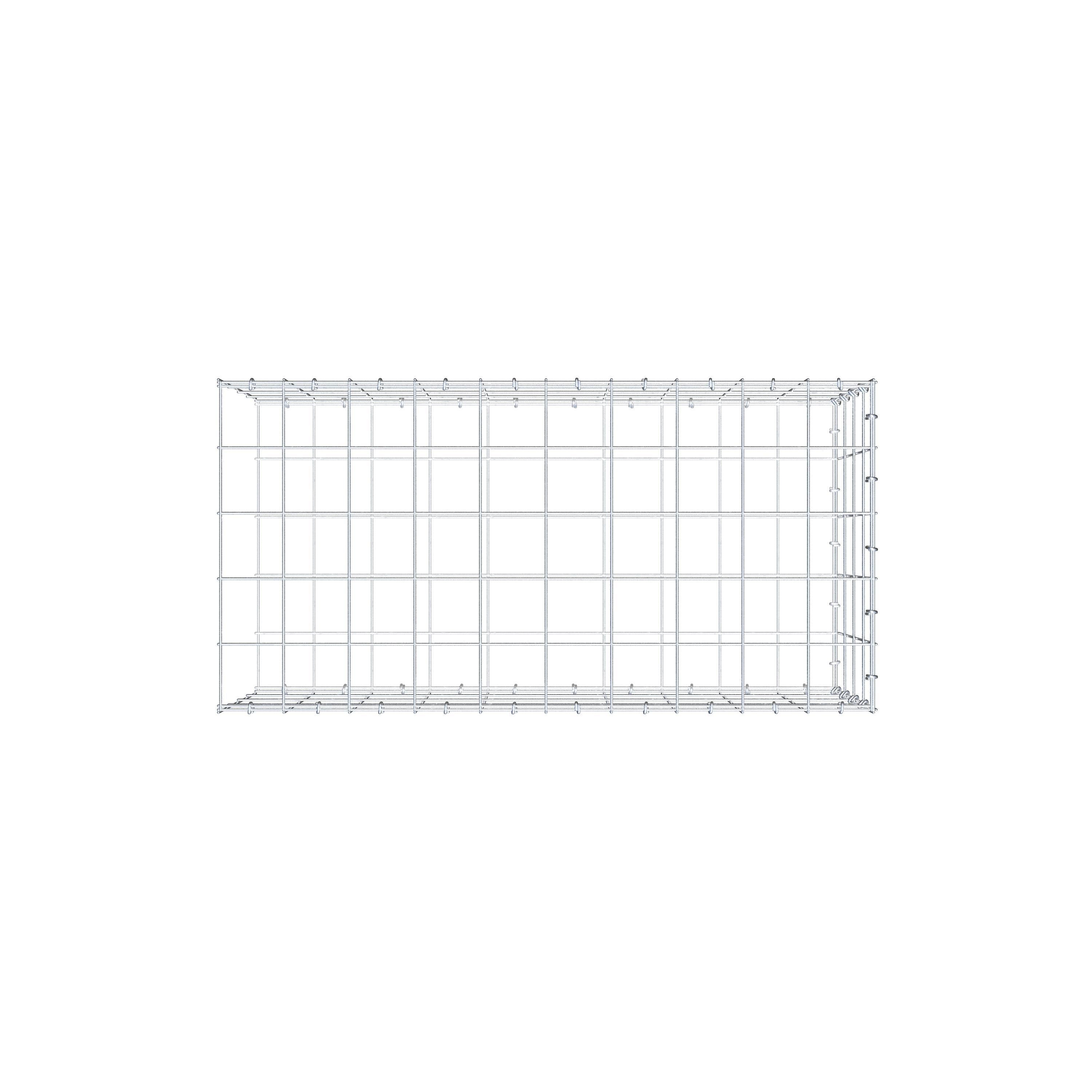 Typ 2 påbyggnadsgabion 100 cm x 40 cm x 50 cm (L x H x D), maskstorlek 10 cm x 10 cm, C-ring