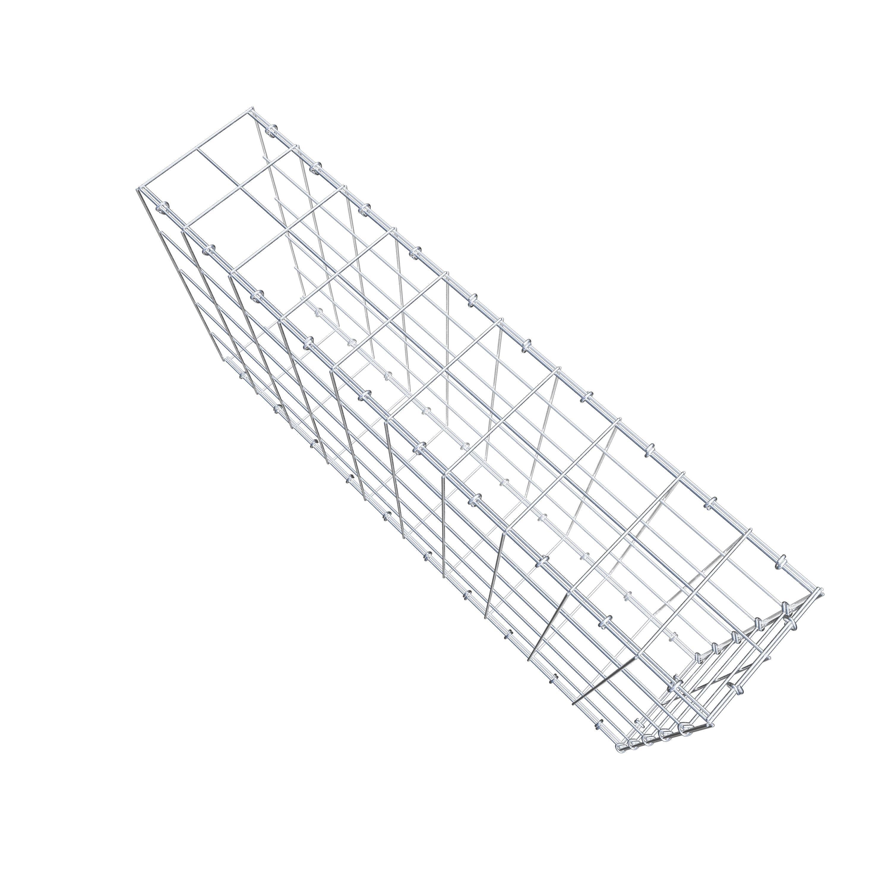 Typ 2 påbyggnadsgabion 100 cm x 50 cm x 20 cm (L x H x D), maskstorlek 10 cm x 10 cm, C-ring