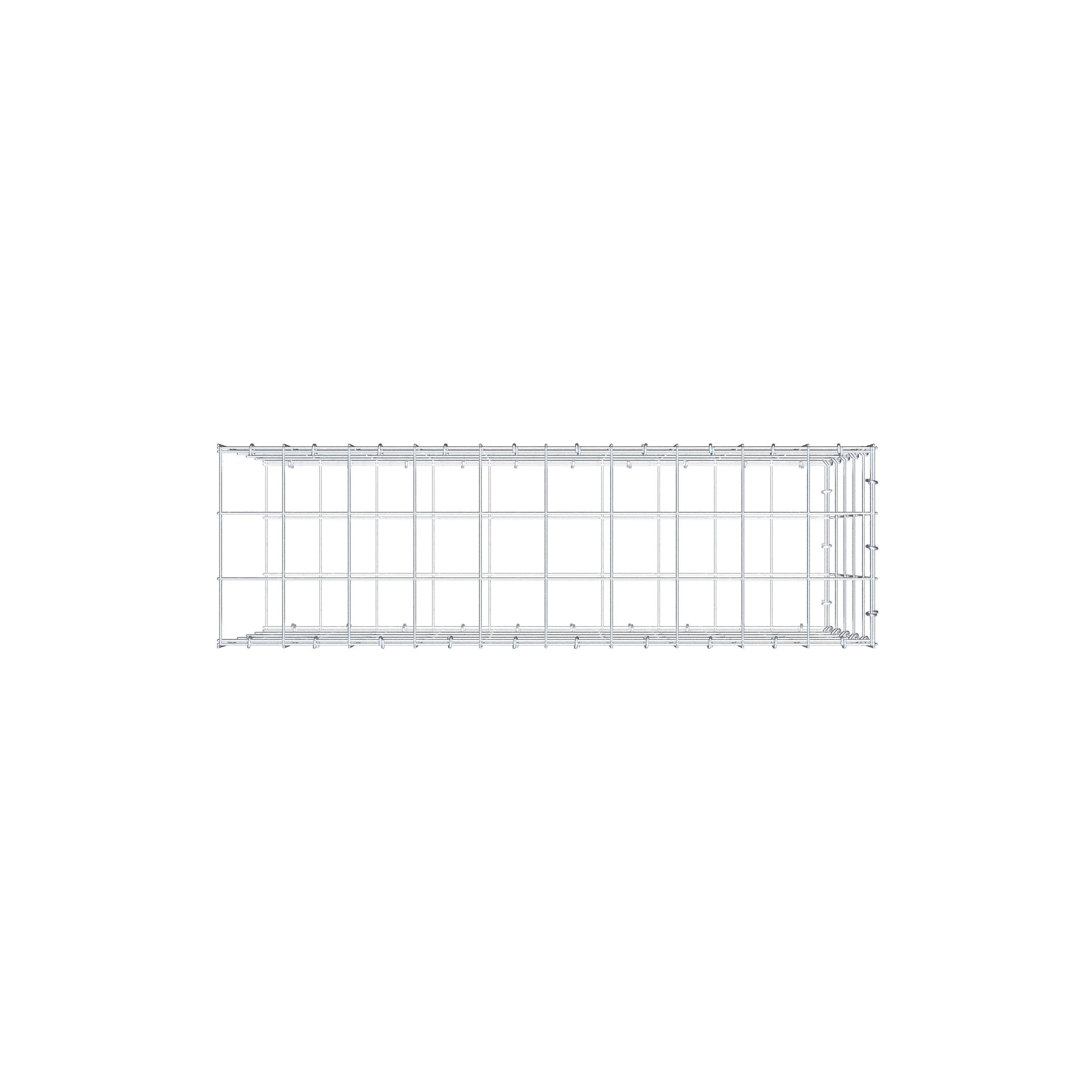 Typ 2 påbyggnadsgabion 100 cm x 50 cm x 30 cm (L x H x D), maskstorlek 10 cm x 10 cm, C-ring