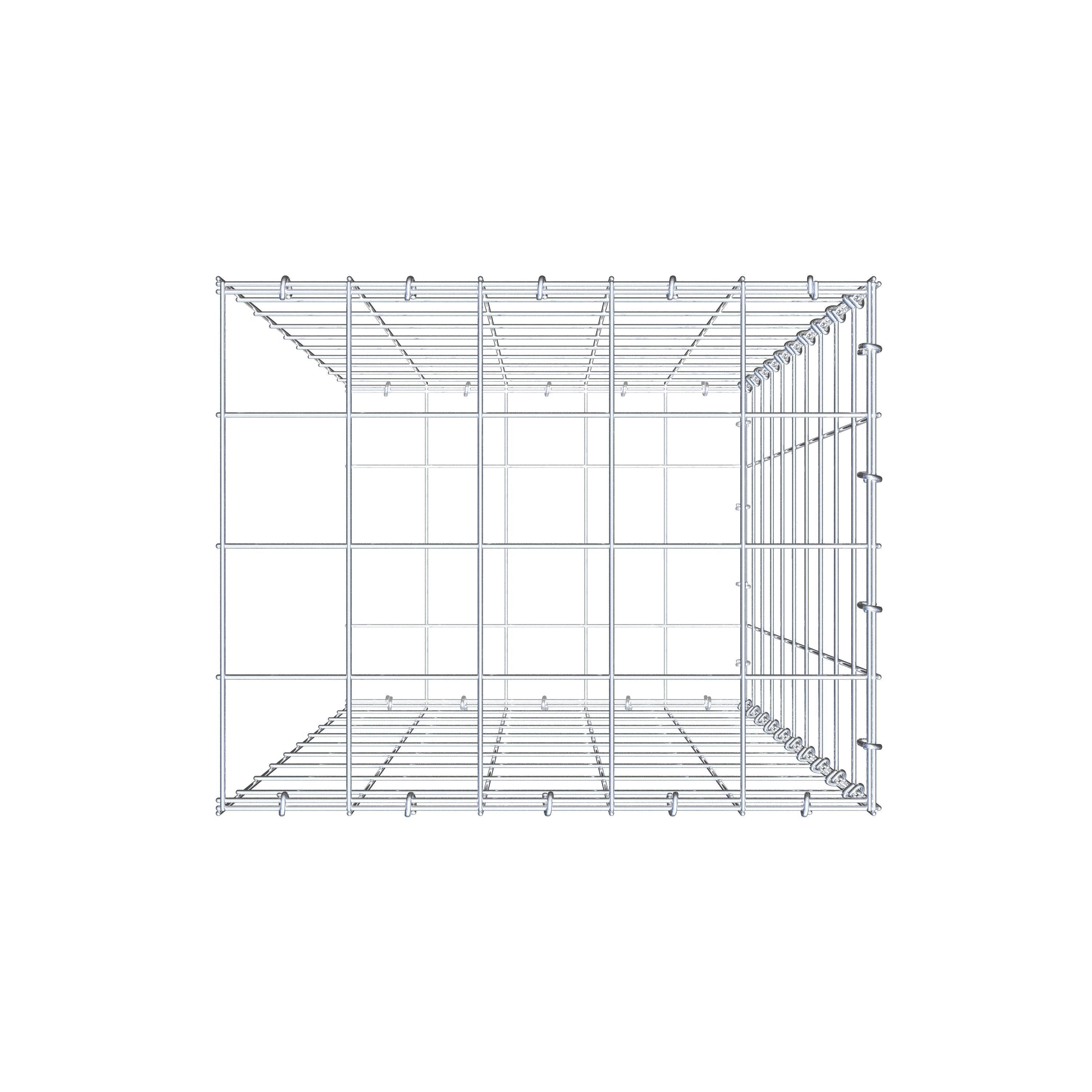 Typ 2 påbyggnadsgabion 100 cm x 50 cm x 40 cm (L x H x D), maskstorlek 10 cm x 10 cm, C-ring