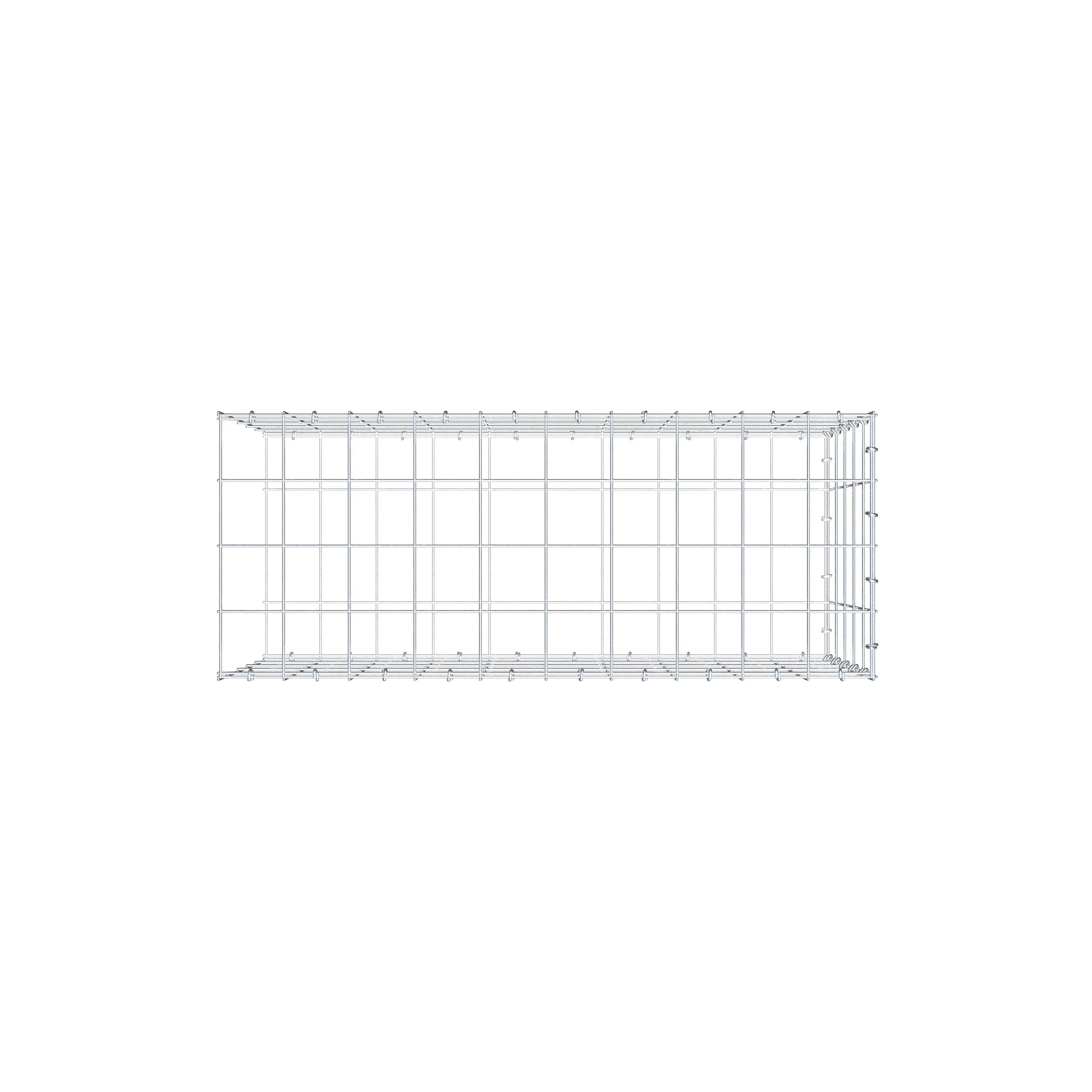 Typ 2 påbyggnadsgabion 100 cm x 50 cm x 40 cm (L x H x D), maskstorlek 10 cm x 10 cm, C-ring