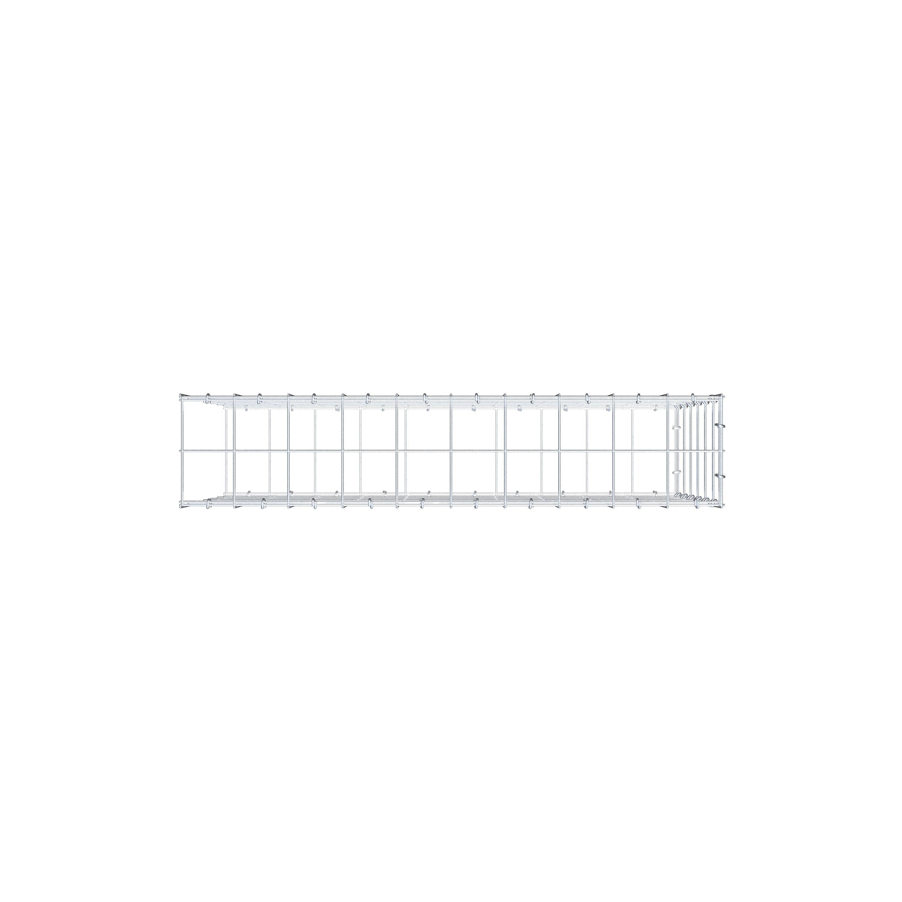 Type 2 oplegkorf 100 cm x 60 cm x 20 cm (L x H x D), maaswijdte 10 cm x 10 cm, C-ring