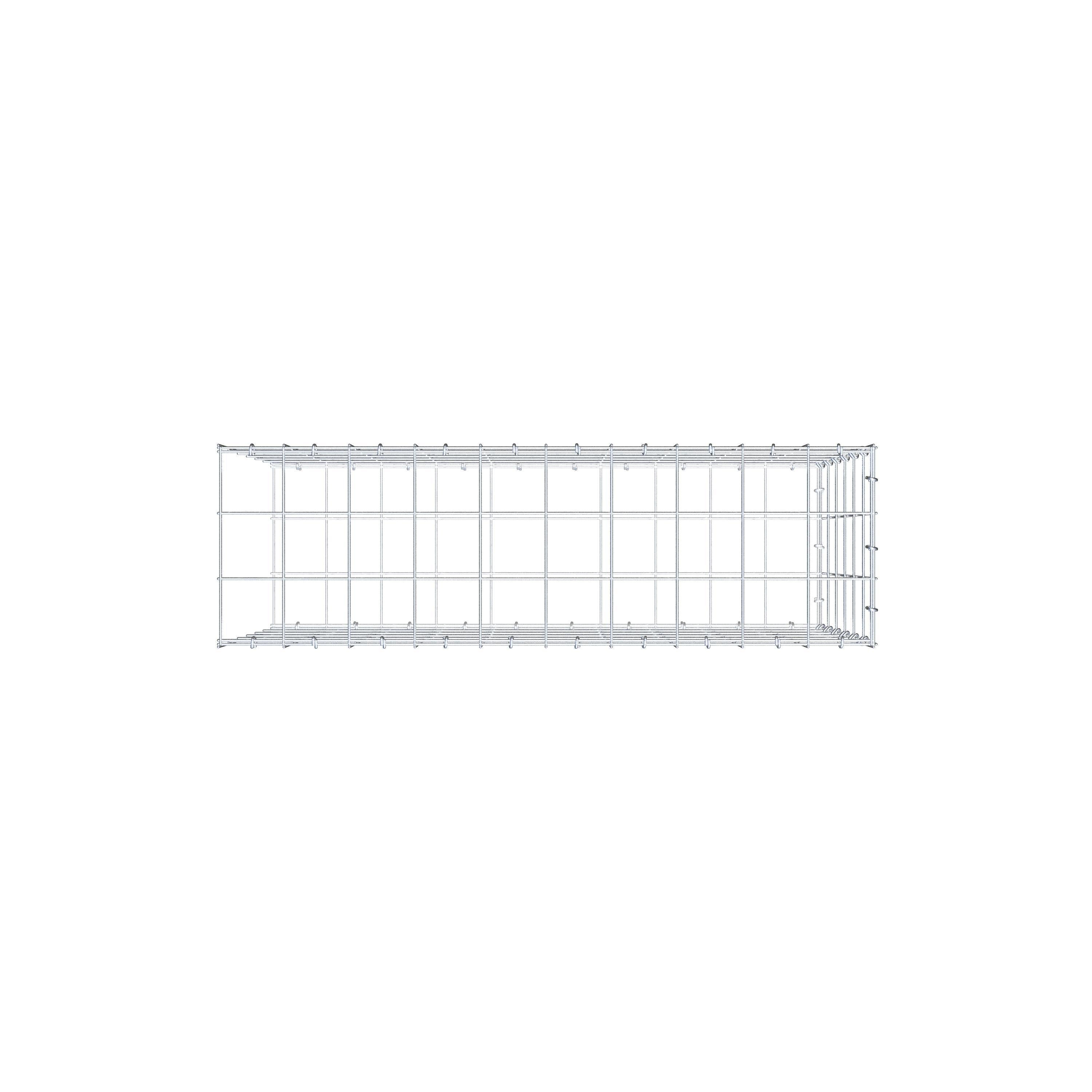 Typ 2 påbyggnadsgabion 100 cm x 60 cm x 30 cm (L x H x D), maskstorlek 10 cm x 10 cm, C-ring