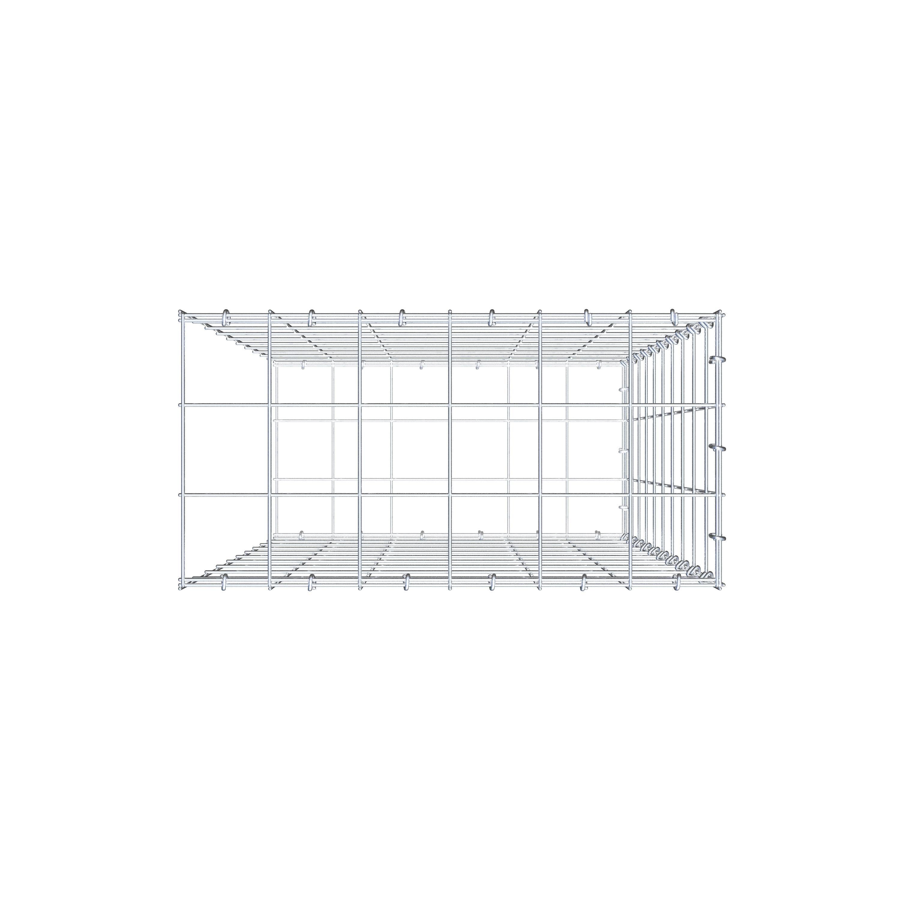 Typ 2 påbyggnadsgabion 100 cm x 60 cm x 30 cm (L x H x D), maskstorlek 10 cm x 10 cm, C-ring