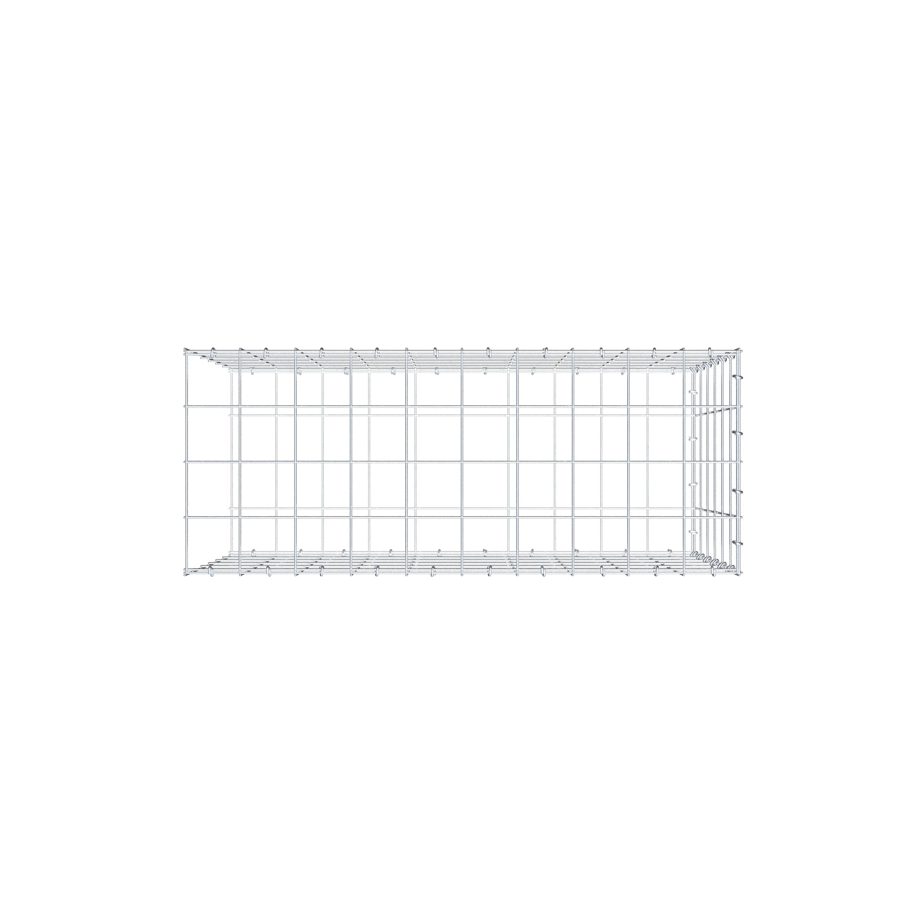 Typ 2 påbyggnadsgabion 100 cm x 60 cm x 40 cm (L x H x D), maskstorlek 10 cm x 10 cm, C-ring