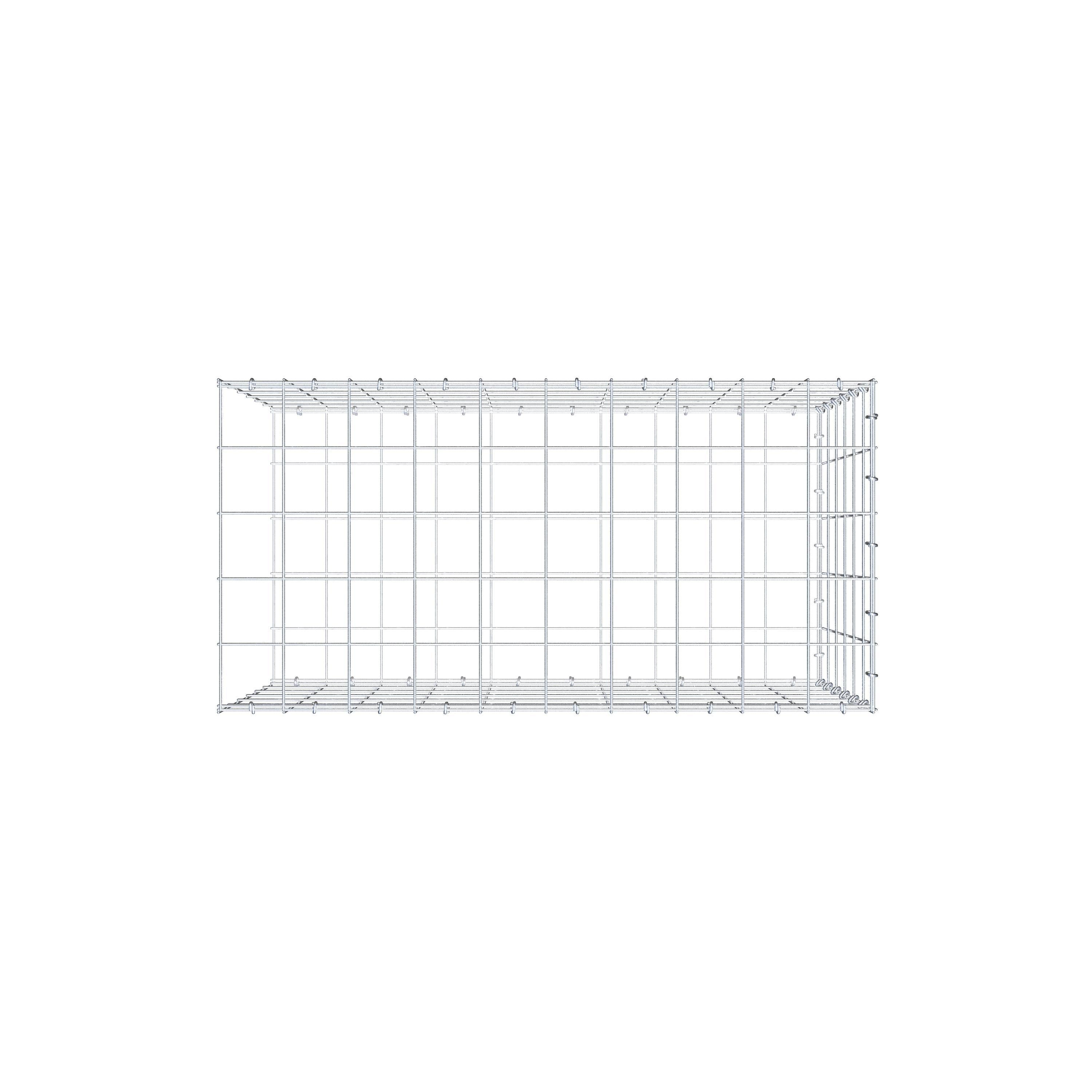 Typ 2 påbyggnadsgabion 100 cm x 60 cm x 50 cm (L x H x D), maskstorlek 10 cm x 10 cm, C-ring