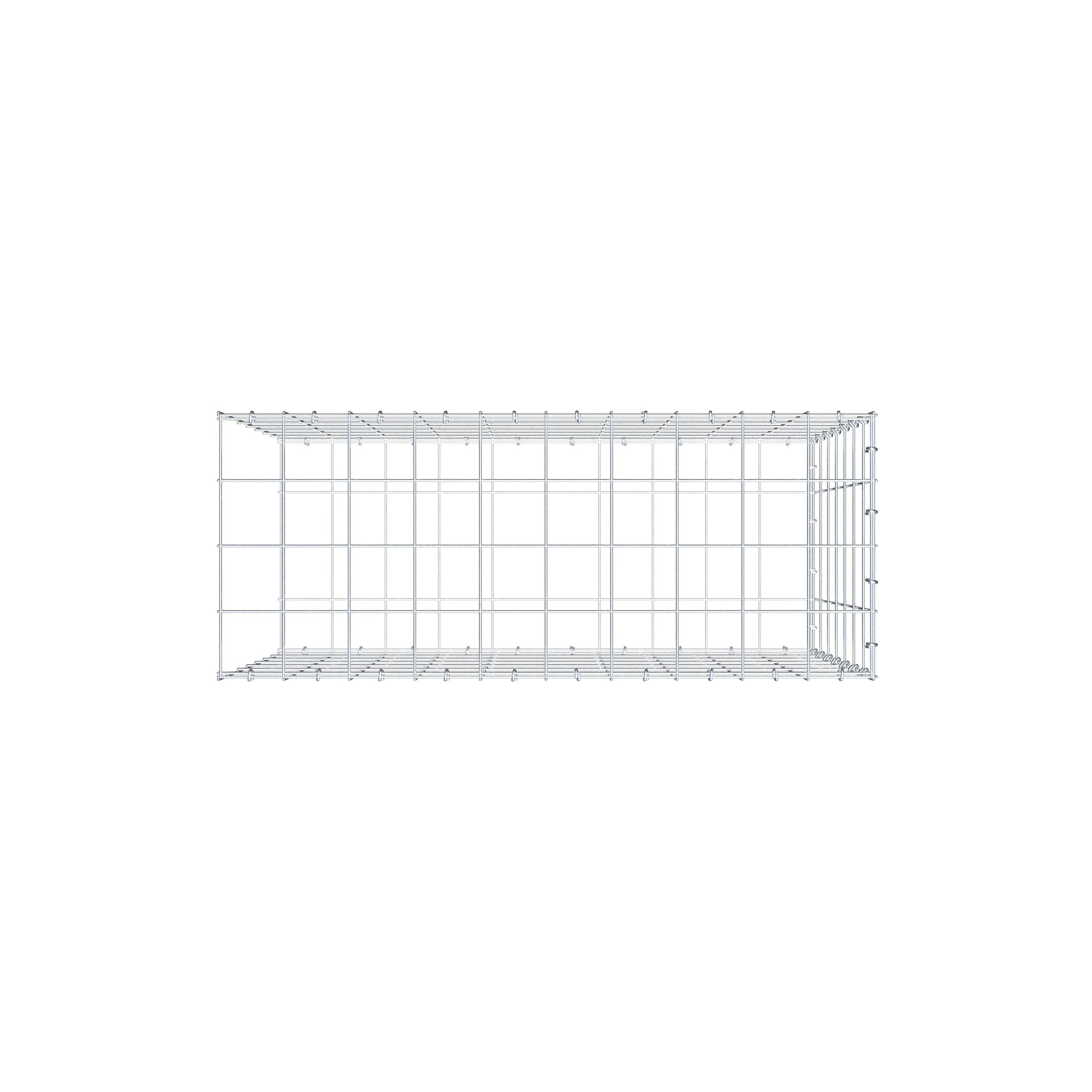 Typ 2 påbyggnadsgabion 100 cm x 70 cm x 40 cm (L x H x D), maskstorlek 10 cm x 10 cm, C-ring