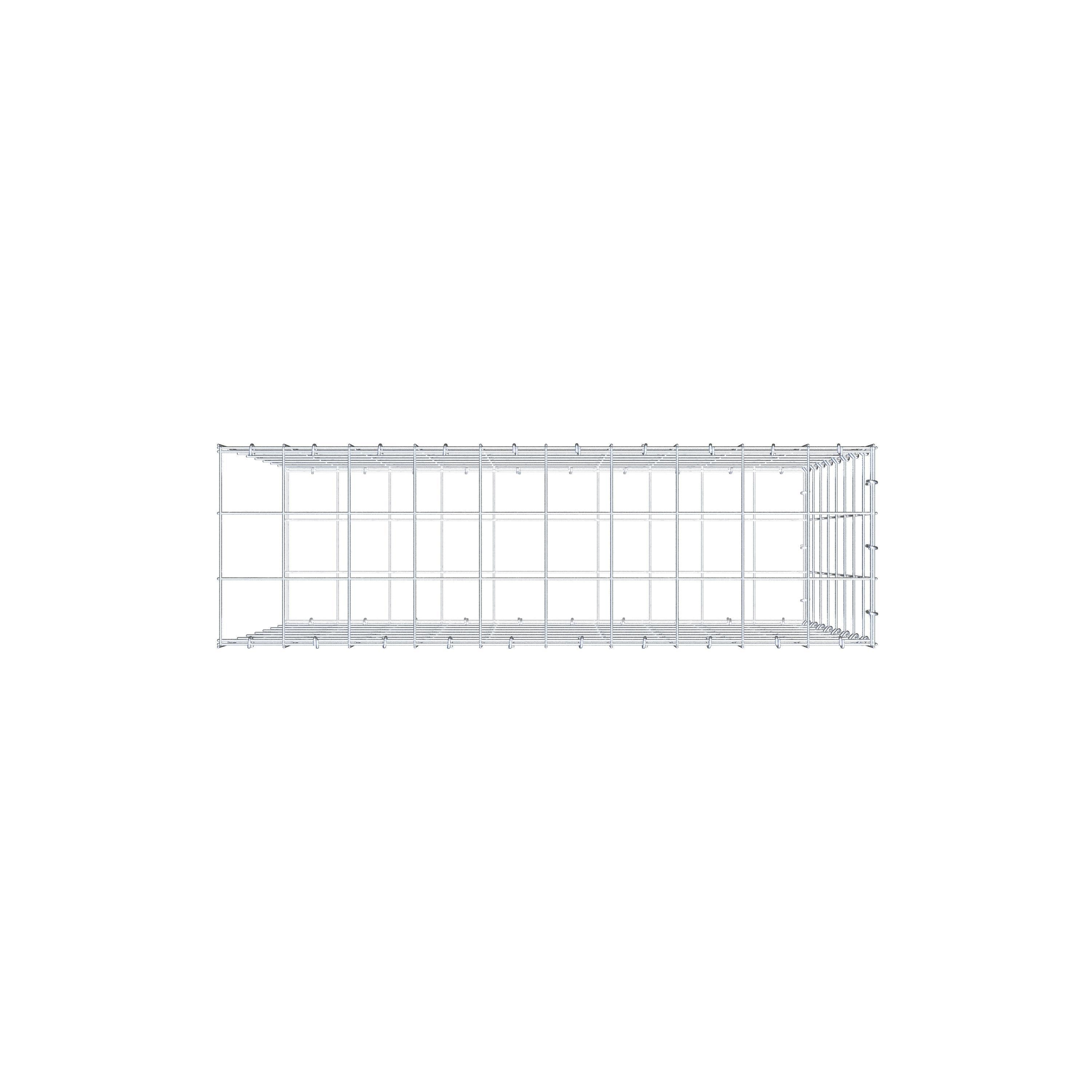 Typ 2 påbyggnadsgabion 100 cm x 80 cm x 30 cm (L x H x D), maskstorlek 10 cm x 10 cm, C-ring