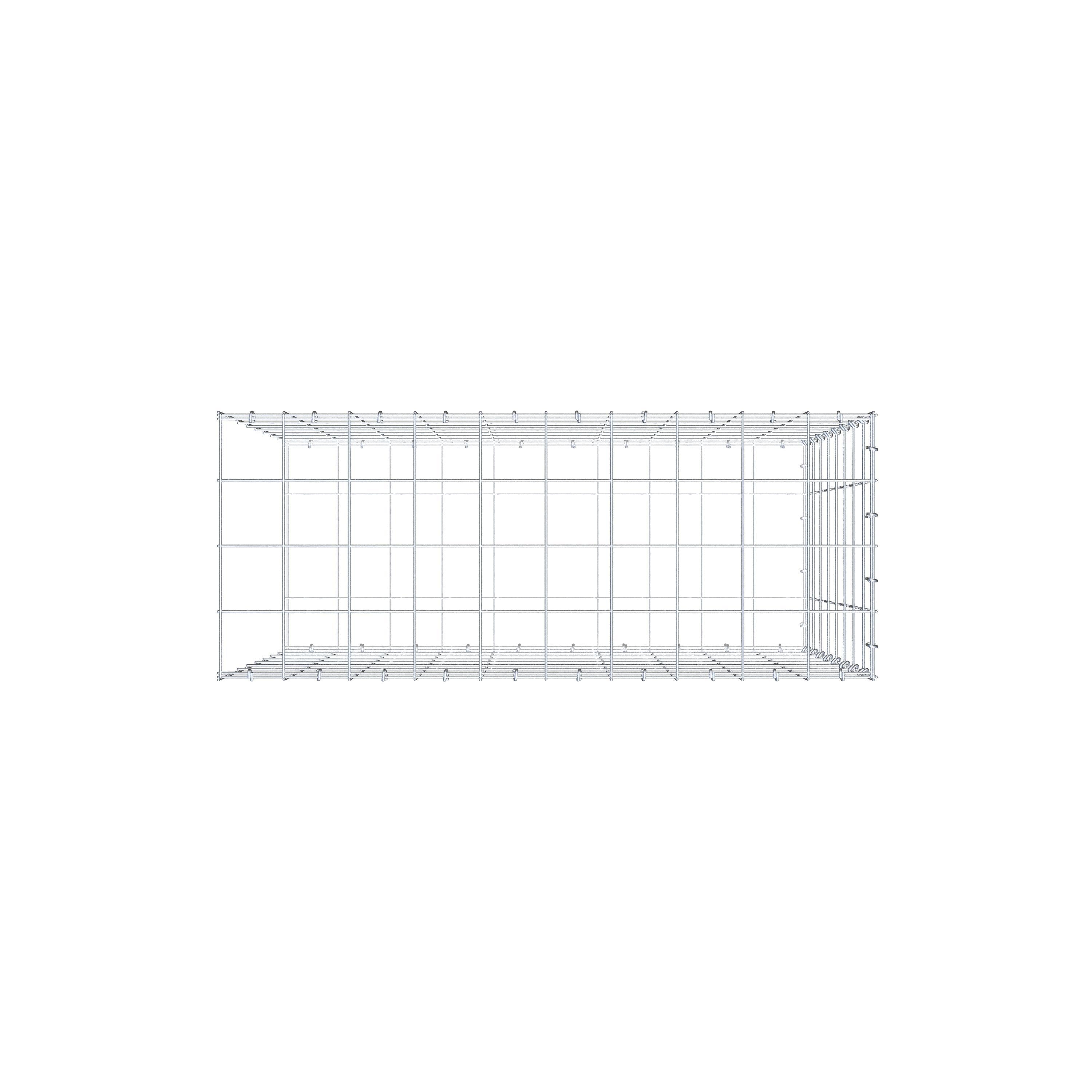 Typ 2 påbyggnadsgabion 100 cm x 80 cm x 40 cm (L x H x D), maskstorlek 10 cm x 10 cm, C-ring