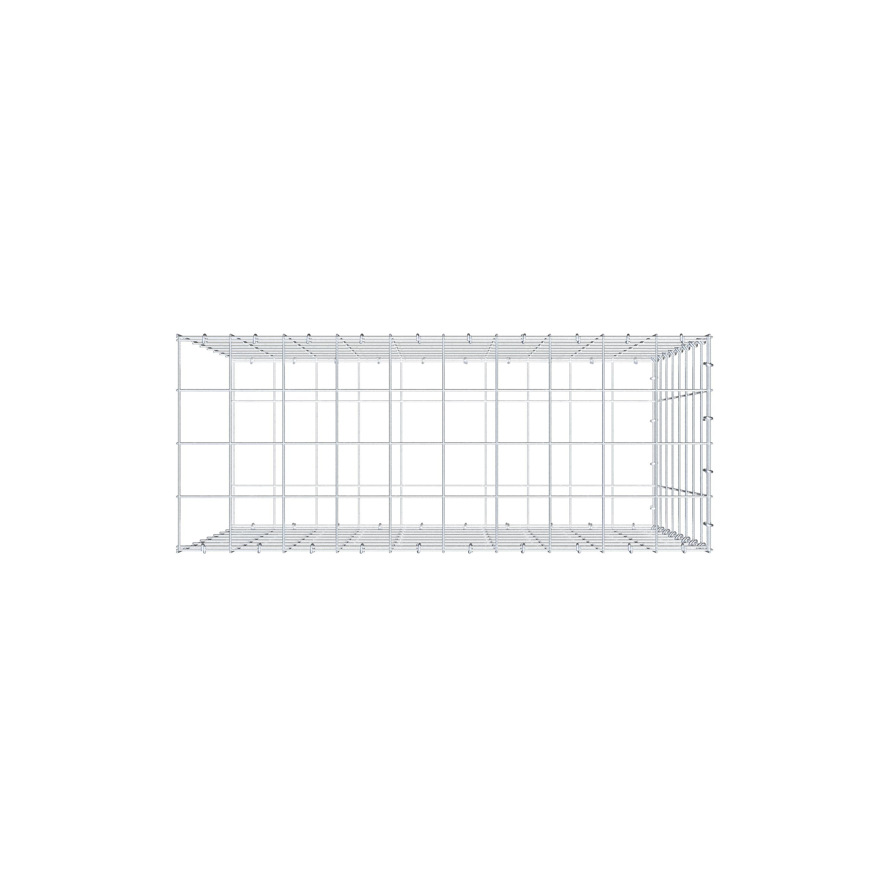 Typ 2 påbyggnadsgabion 100 cm x 80 cm x 40 cm (L x H x D), maskstorlek 10 cm x 10 cm, C-ring
