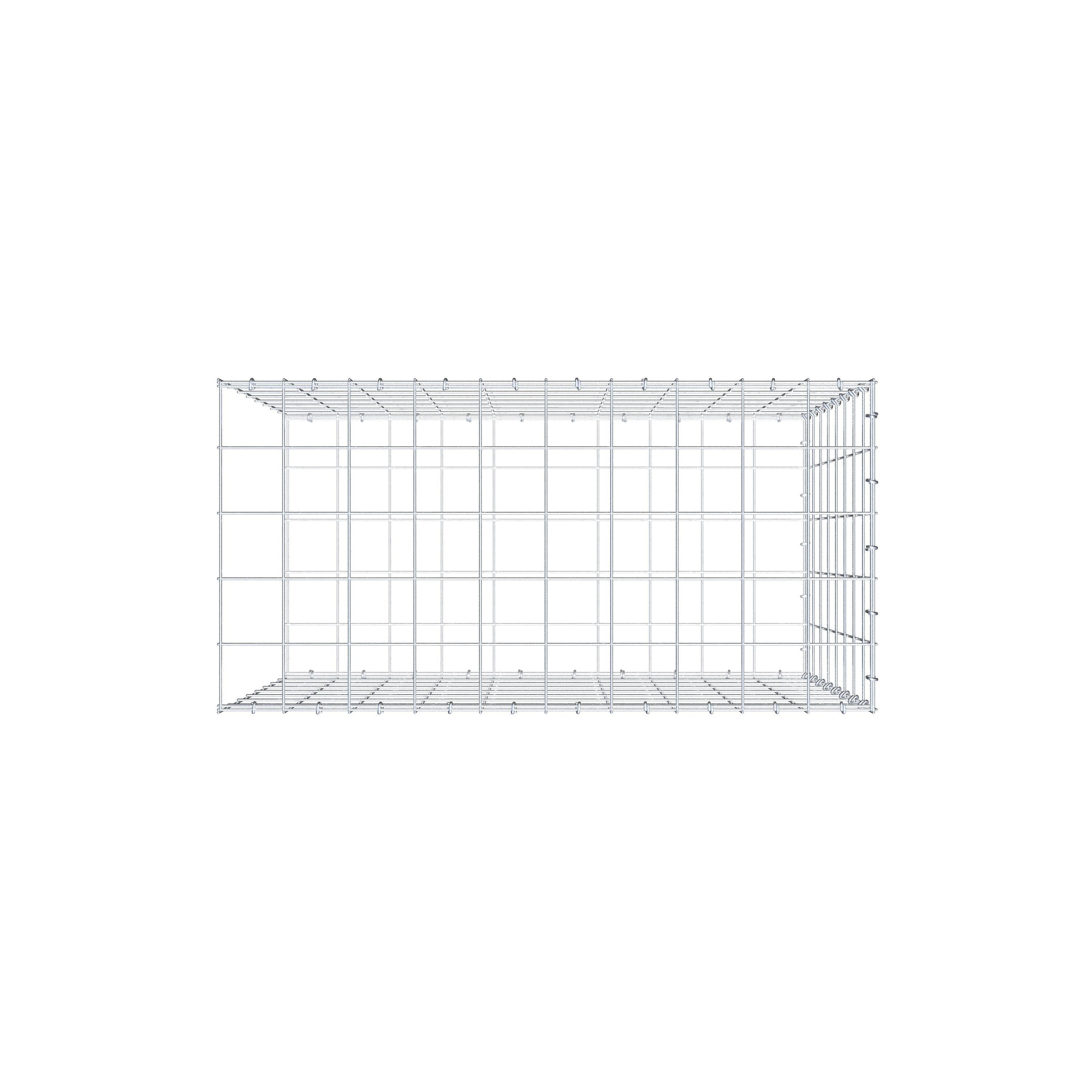 Typ 2 påbyggnadsgabion 100 cm x 80 cm x 50 cm (L x H x D), maskstorlek 10 cm x 10 cm, C-ring