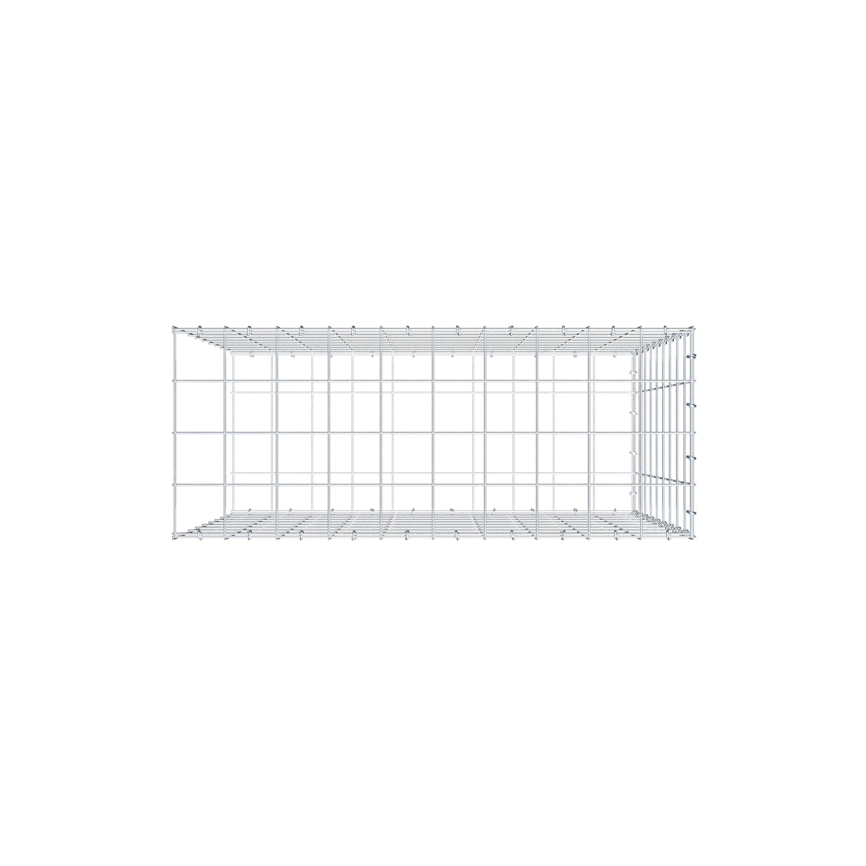 Monteret gabion type 2 100 cm x 90 cm x 40 cm (L x H x D), maskestørrelse 10 cm x 10 cm, C-ring