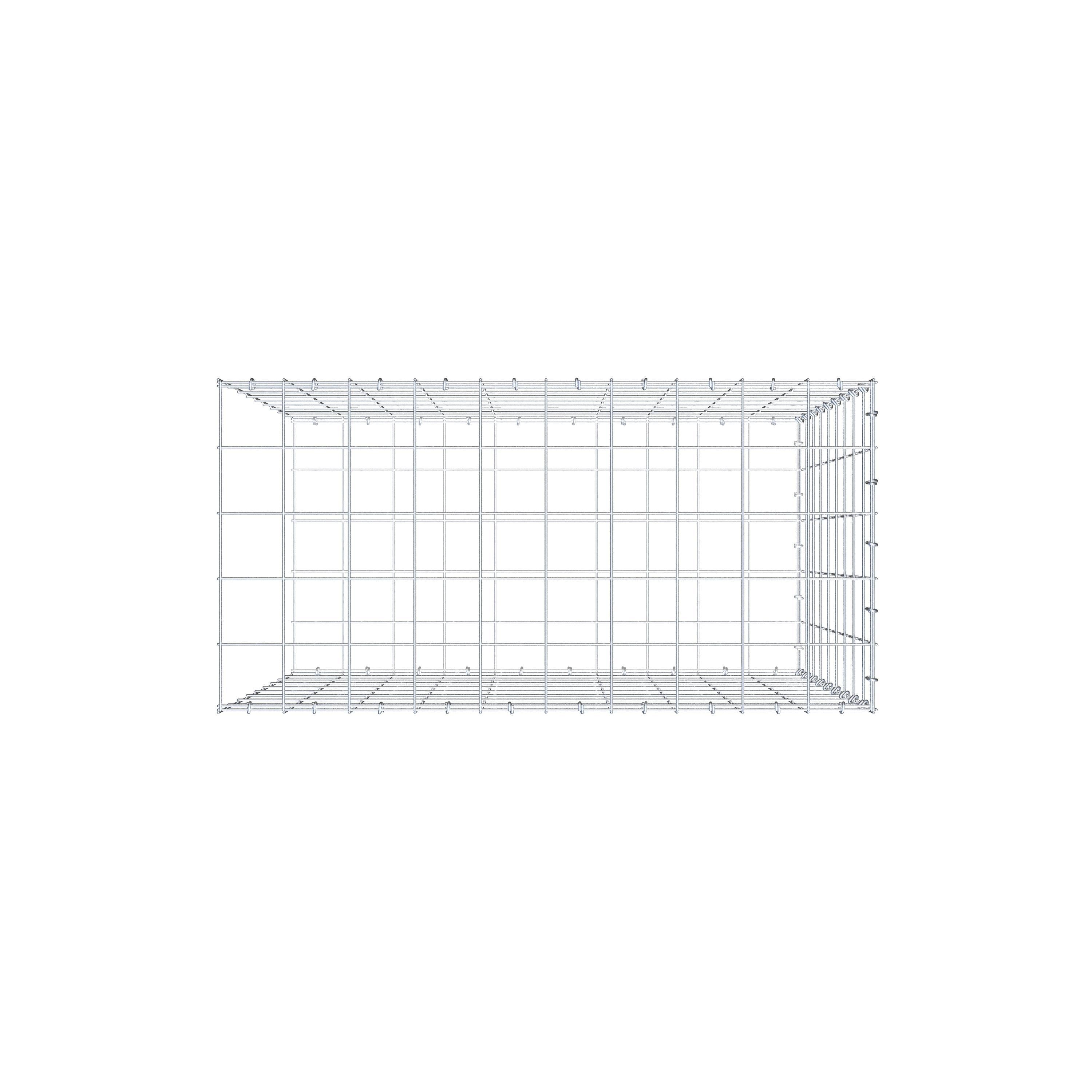 Typ 2 påbyggnadsgabion 100 cm x 90 cm x 50 cm (L x H x D), maskstorlek 10 cm x 10 cm, C-ring