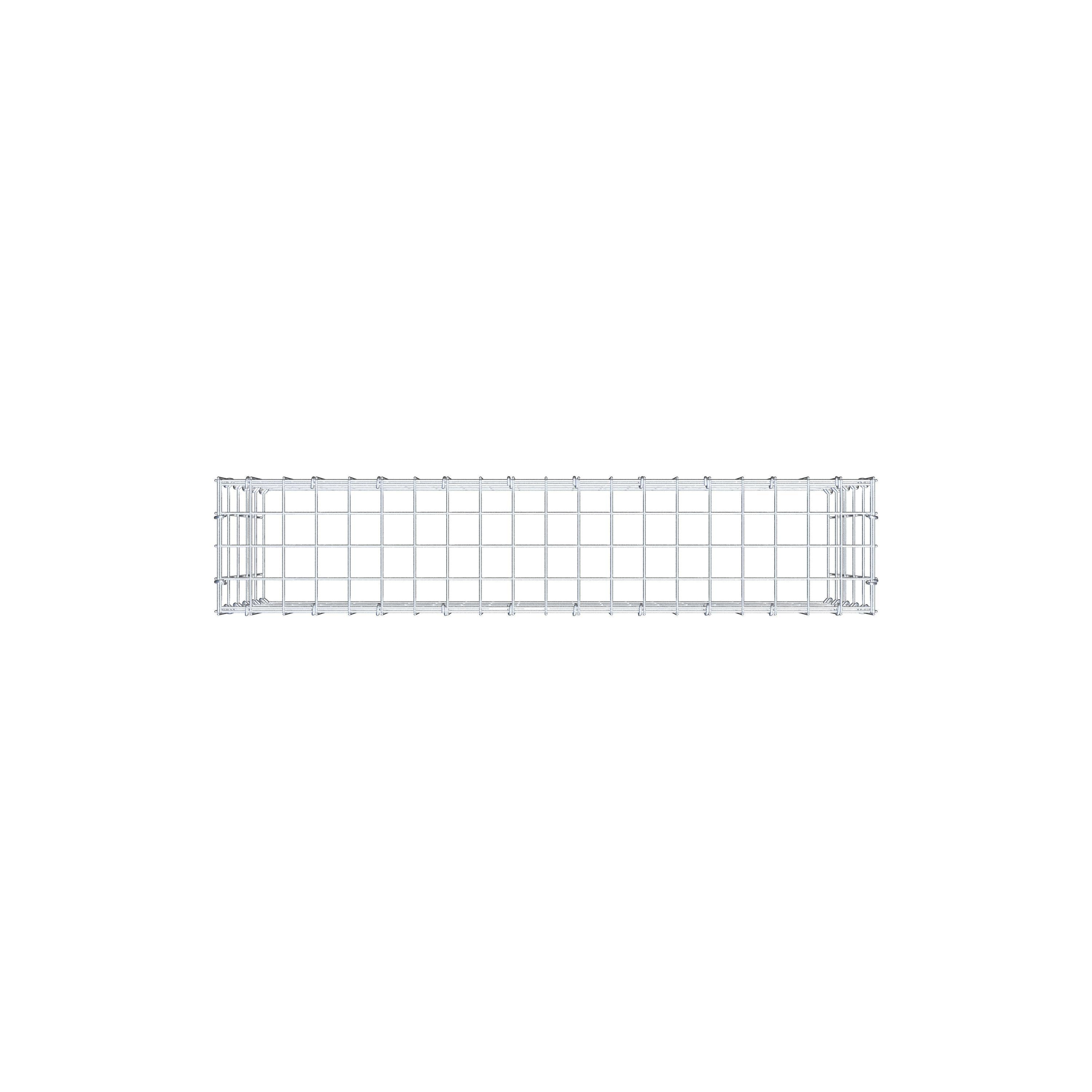 Typ 3 påbyggnadsgabion 100 cm x 50 cm x 20 cm (L x H x D), maskstorlek 5 cm x 10 cm, C-ring