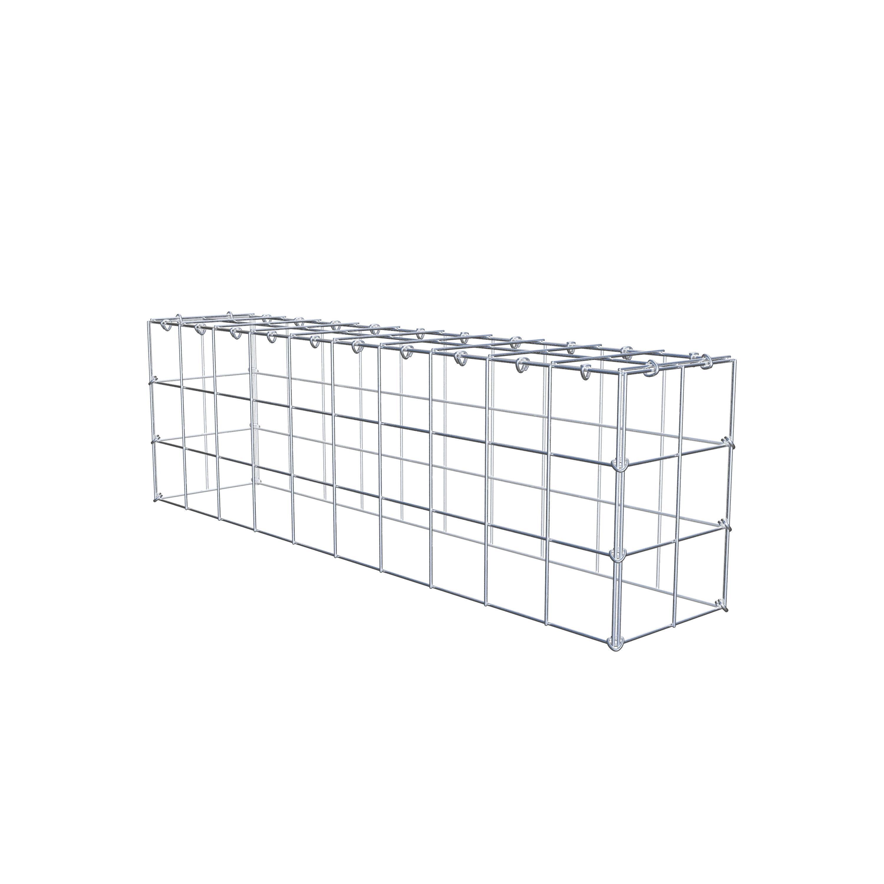 Typ 3 påbyggnadsgabion 100 cm x 30 cm x 20 cm (L x H x D), maskstorlek 10 cm x 10 cm, C-ring