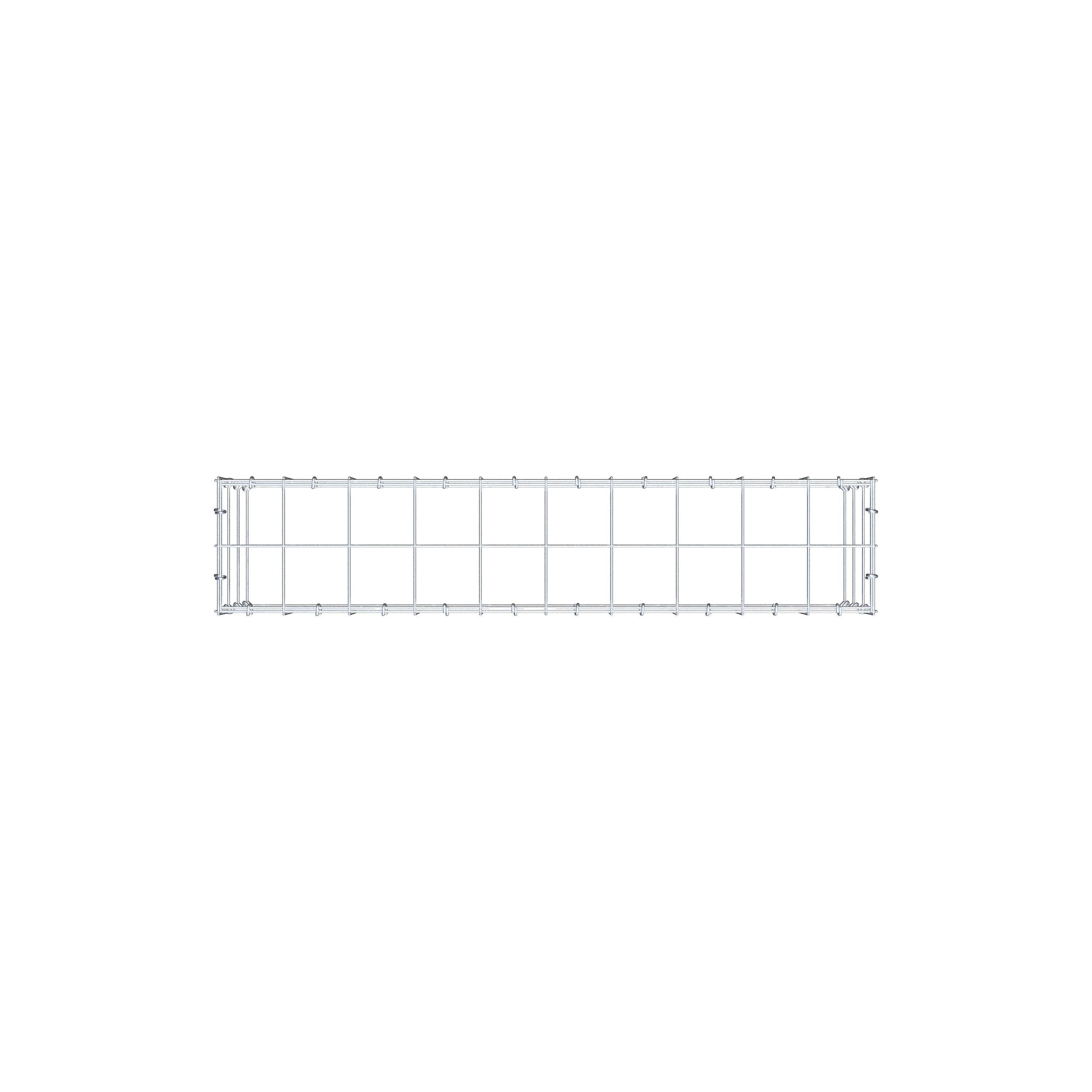 Type 3 oplegkorf 100 cm x 30 cm x 20 cm (L x H x D), maaswijdte 10 cm x 10 cm, C-ring