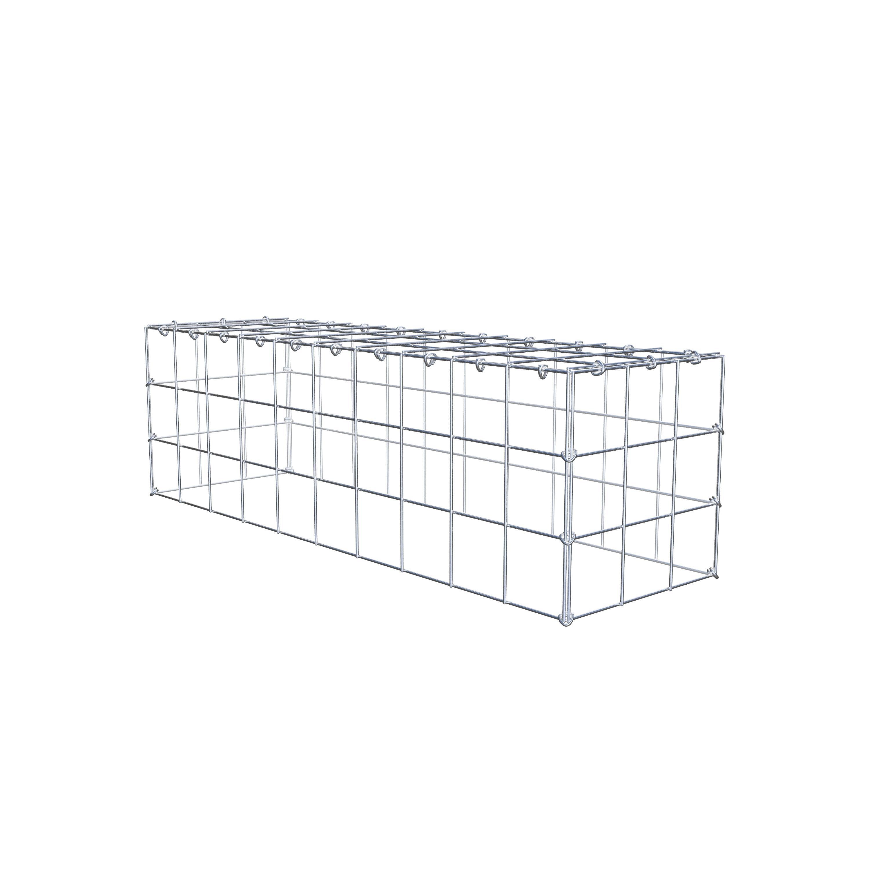 Typ 3 påbyggnadsgabion 100 cm x 30 cm x 30 cm (L x H x D), maskstorlek 10 cm x 10 cm, C-ring