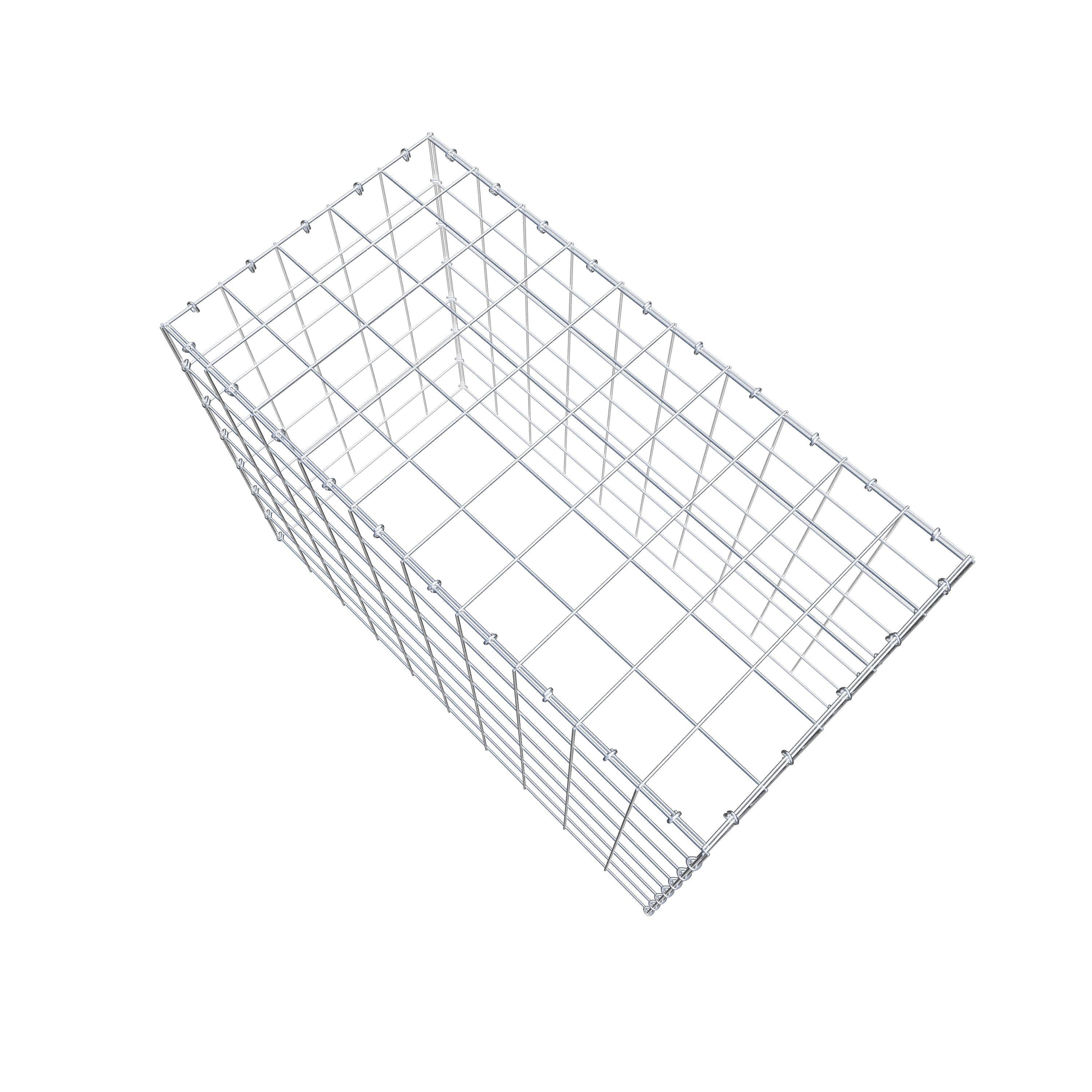 Typ 3 påbyggnadsgabion 100 cm x 70 cm x 50 cm (L x H x D), maskstorlek 10 cm x 10 cm, C-ring