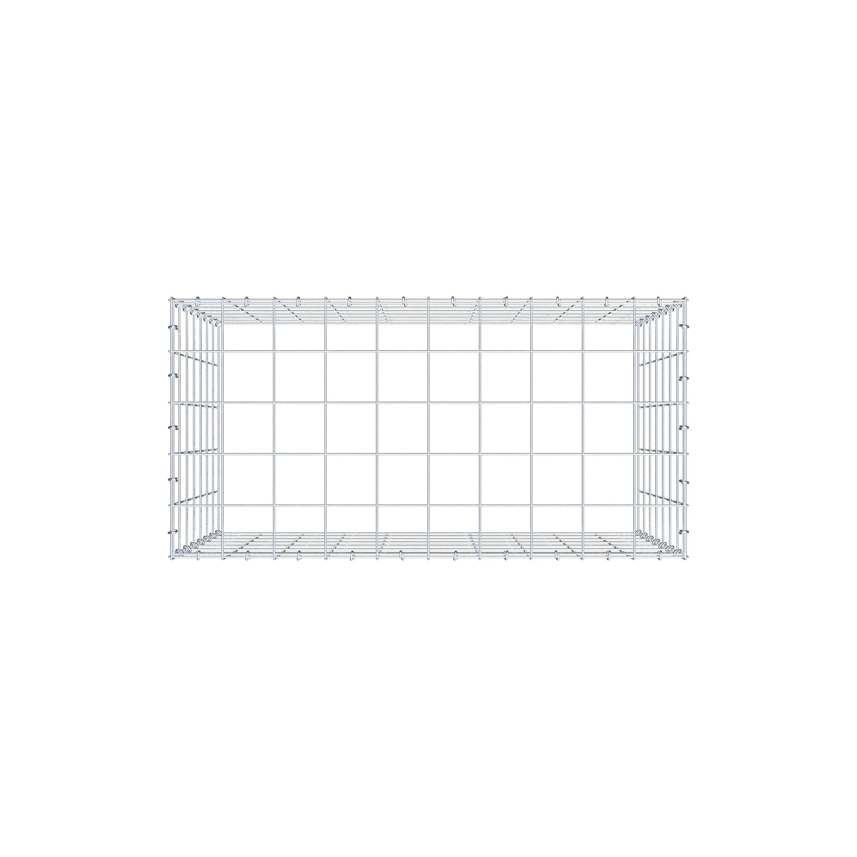 Typ 3 påbyggnadsgabion 100 cm x 70 cm x 50 cm (L x H x D), maskstorlek 10 cm x 10 cm, C-ring