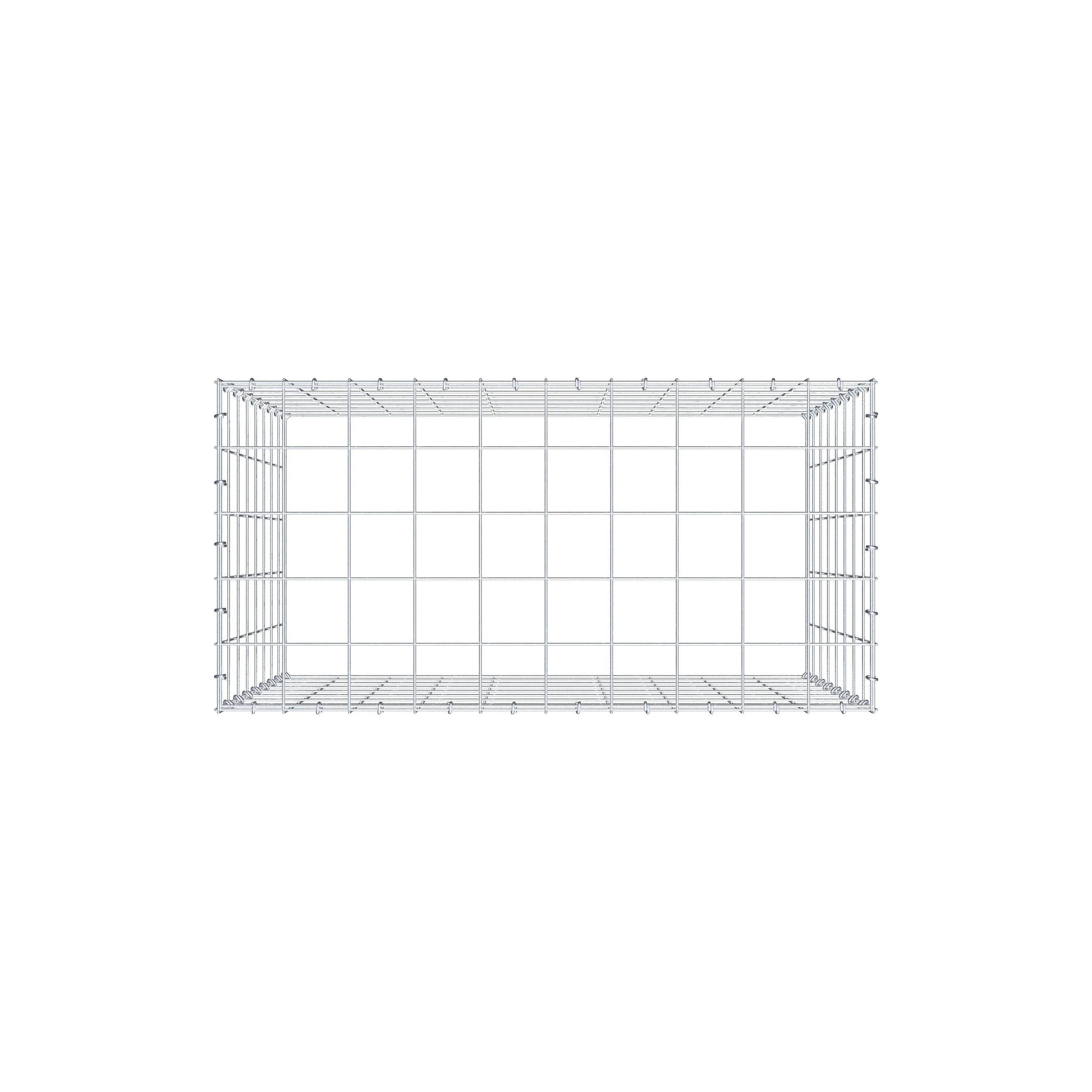 Typ 3 påbyggnadsgabion 100 cm x 80 cm x 50 cm (L x H x D), maskstorlek 10 cm x 10 cm, C-ring