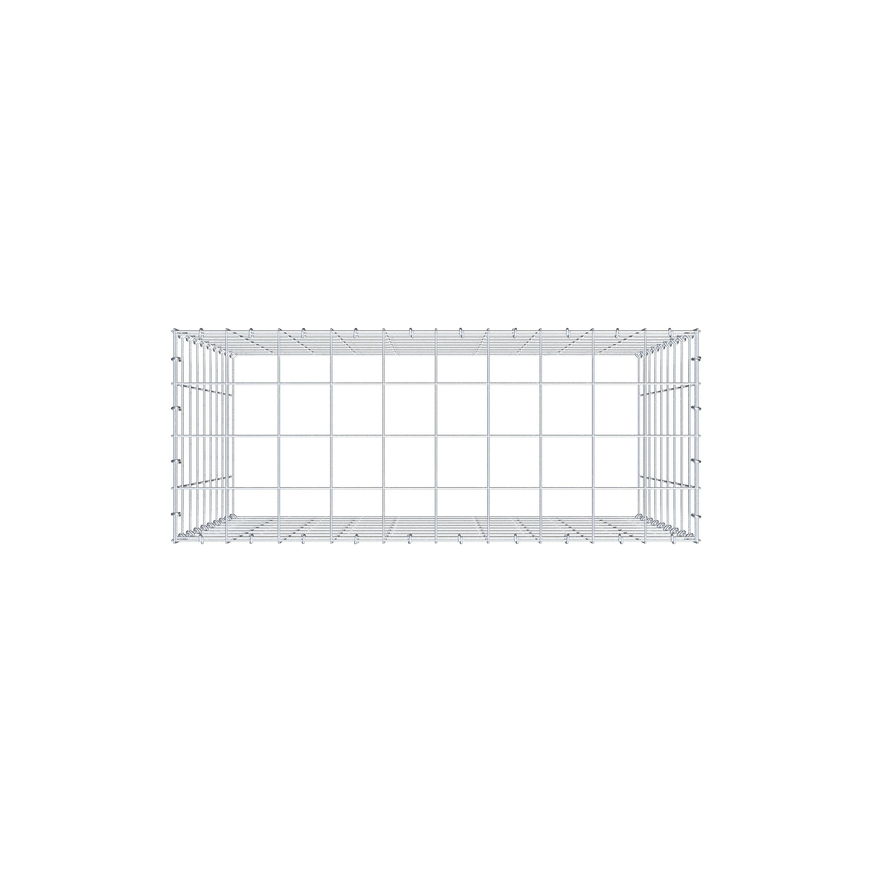 Typ 3 påbyggnadsgabion 100 cm x 90 cm x 40 cm (L x H x D), maskstorlek 10 cm x 10 cm, C-ring