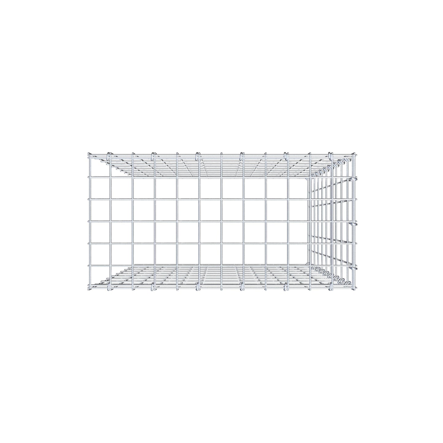 Monteret gabion type 4 100 cm x 60 cm x 30 cm (L x H x D), maskestørrelse 5 cm x 10 cm, C-ring