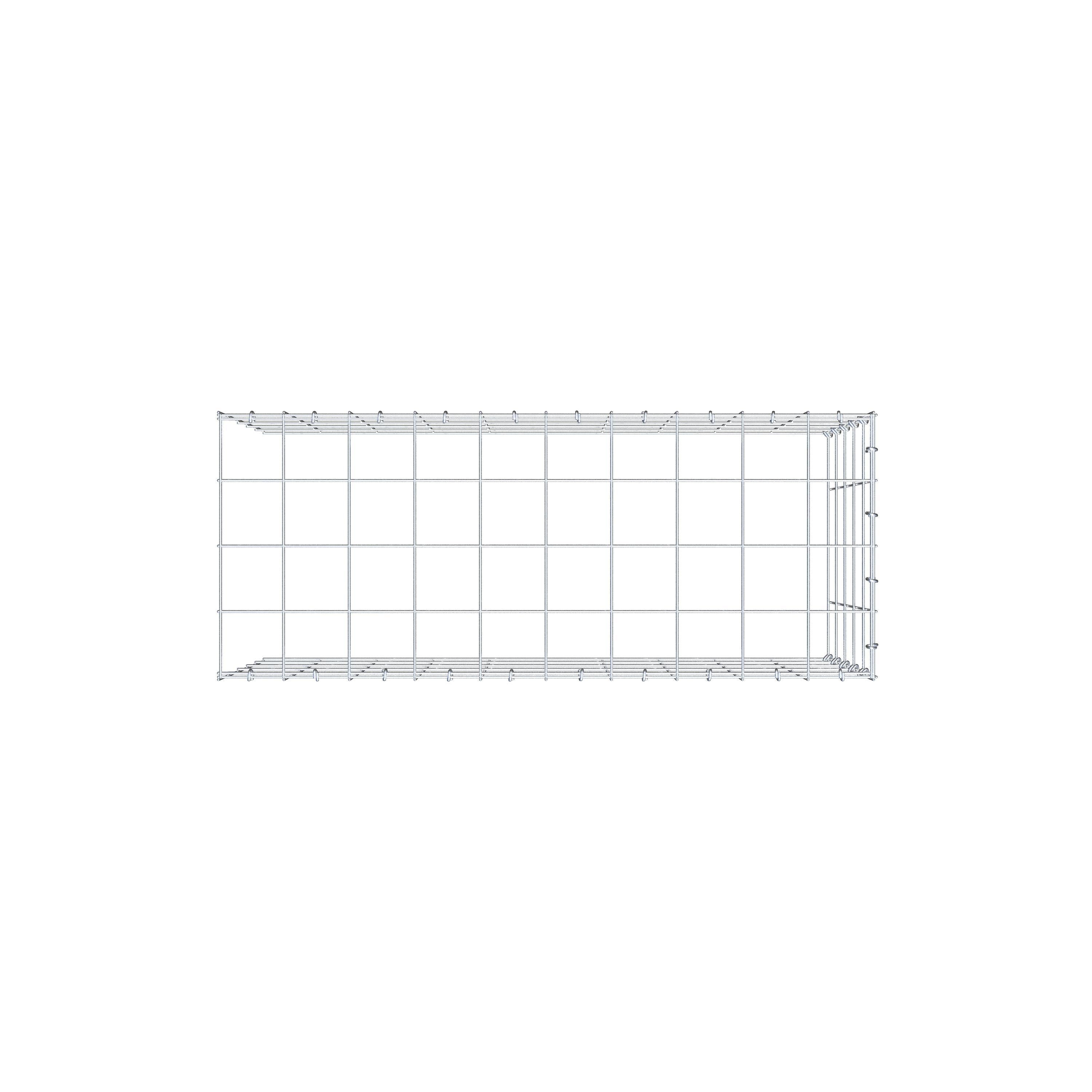 Monteret gabion type 4 100 cm x 50 cm x 40 cm (L x H x D), maskestørrelse 10 cm x 10 cm, C-ring