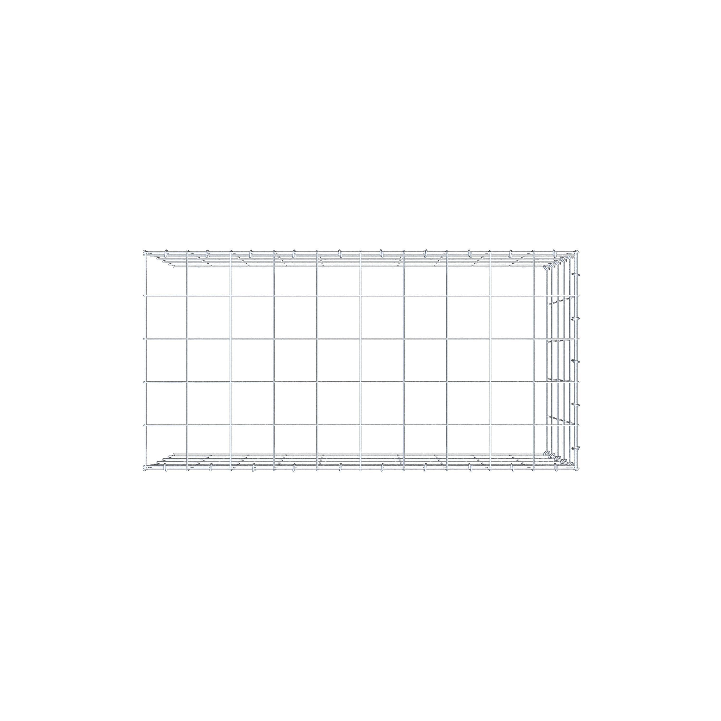 Monteret gabion type 4 100 cm x 50 cm x 50 cm (L x H x D), maskestørrelse 10 cm x 10 cm, C-ring