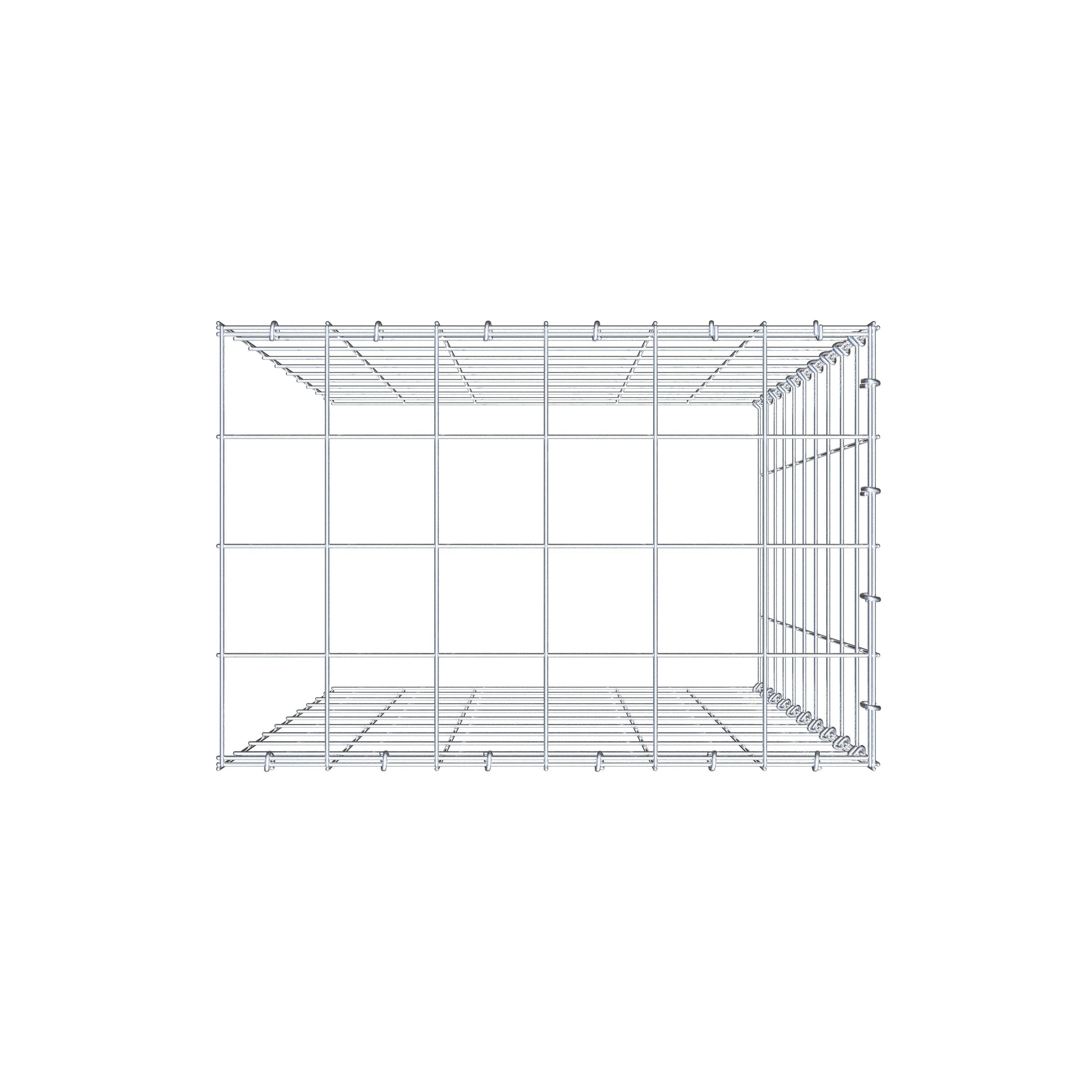 Typ 4 påbyggnadsgabion 100 cm x 60 cm x 40 cm (L x H x D), maskstorlek 10 cm x 10 cm, C-ring