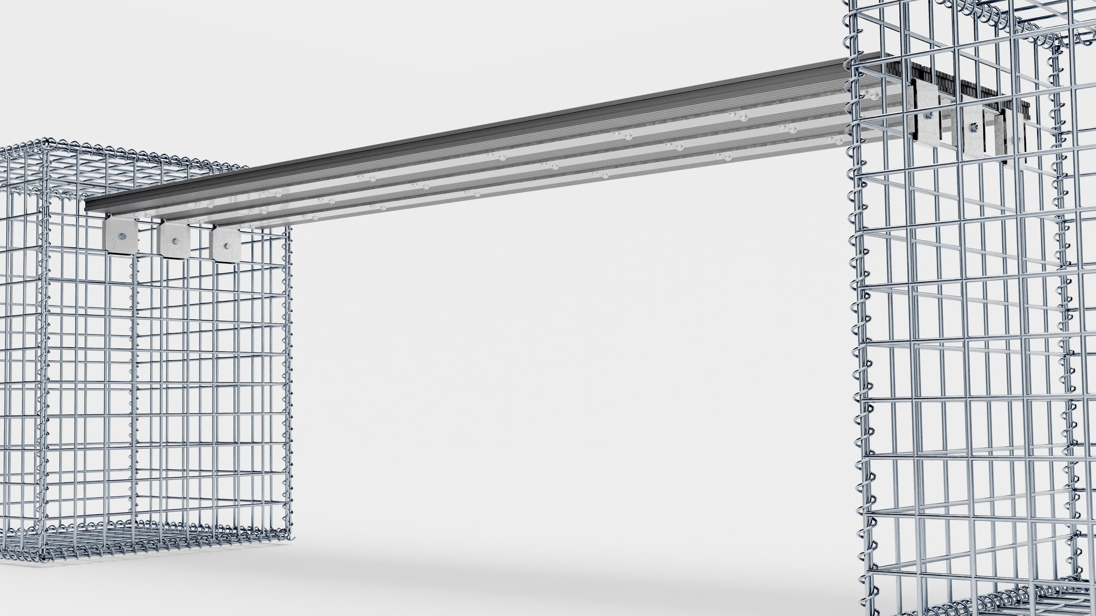 Tuinbank 2 spiraalvormige schanskorven - 205 x 60 x 40 cm (L x H x D) MW 5 x 5 cm, met gerecycled bovenblad in antraciet