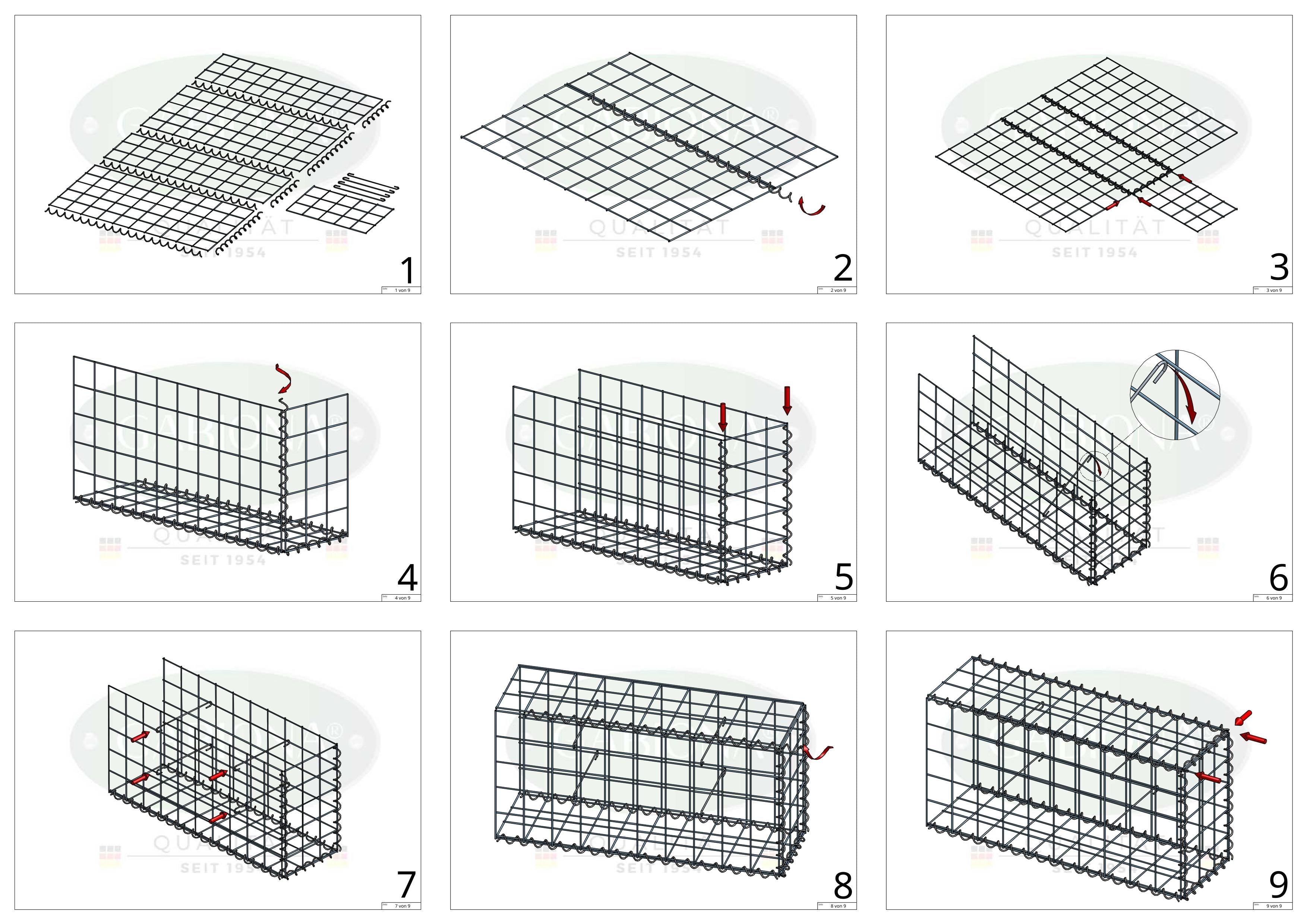 Anbaugabione Typ 2 100 cm x 20 cm x 40 cm (L x H x T), Maschenweite 10 cm x 10 cm, Spirale
