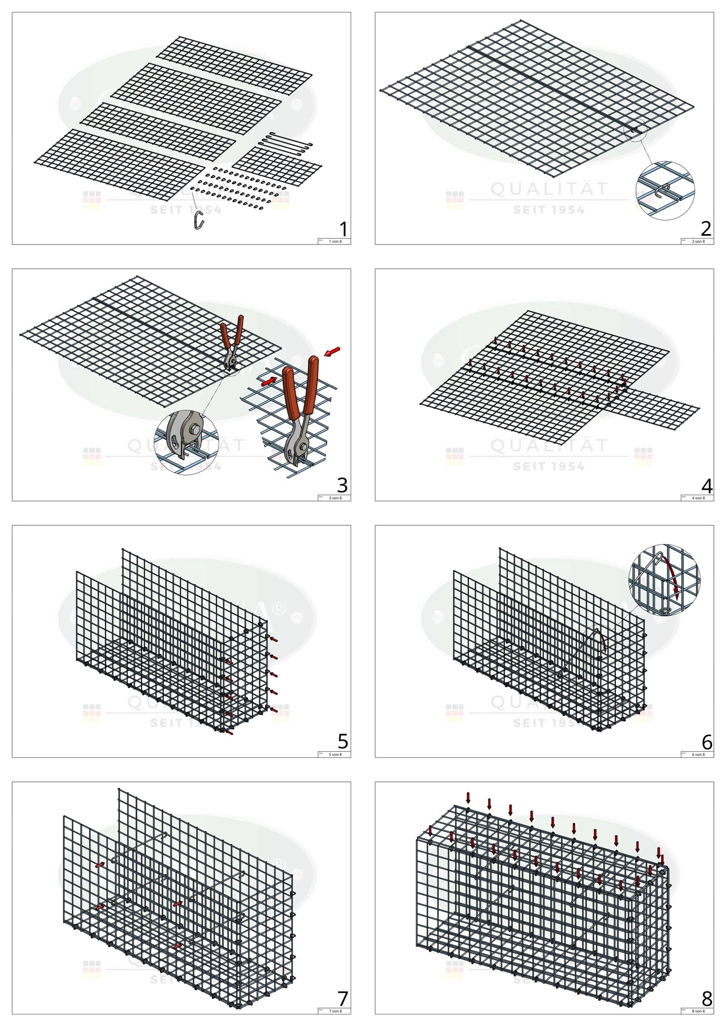 Gabião Tipo 2 100 cm x 30 cm x 40 cm (C x A x P), malhagem 5 cm x 5 cm, anel C